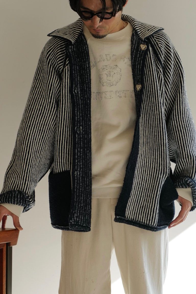 Niceness NICENESS K. Snafu Reversible Wool Knit Jacket Navy/White Size US L / EU 52-54 / 3 - 7 Thumbnail