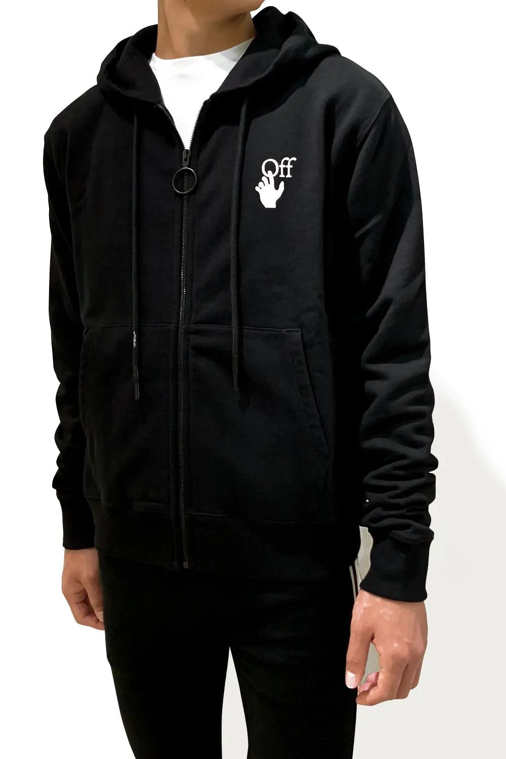Off-White Black Embroidered Cut Here Arrows Zip Hoodie Size US M / EU 48-50 / 2 - 3 Thumbnail