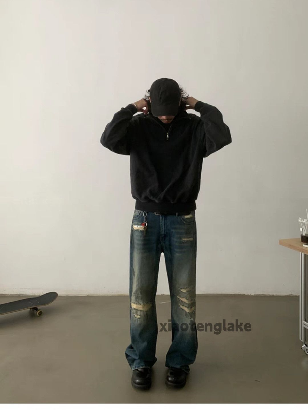 Jean × Vintage washed faded loose stain punk grunge ripped jeans Size US 33 - 2 Thumbnail