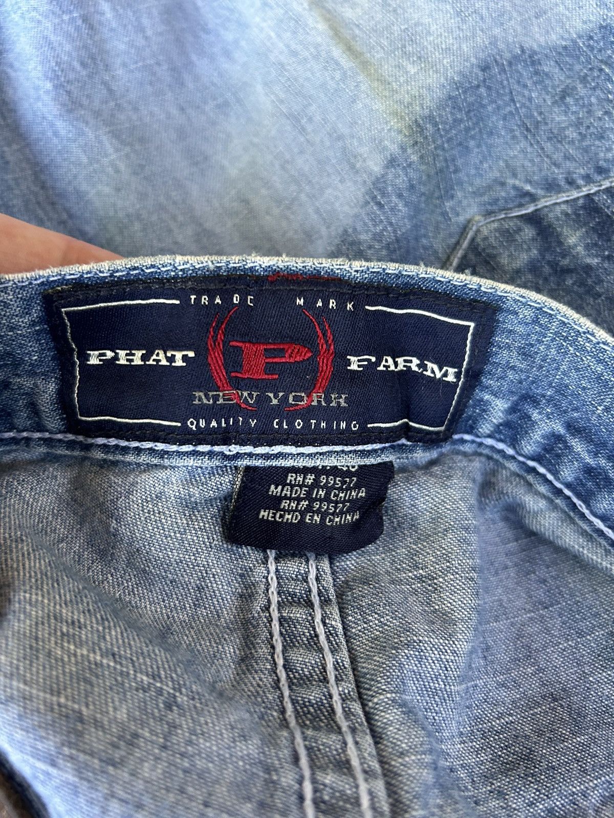 Phat Farm Vintage Phat Farm rare baggy faded spellout denim jeans Size US 40 / EU 56 - 7 Thumbnail