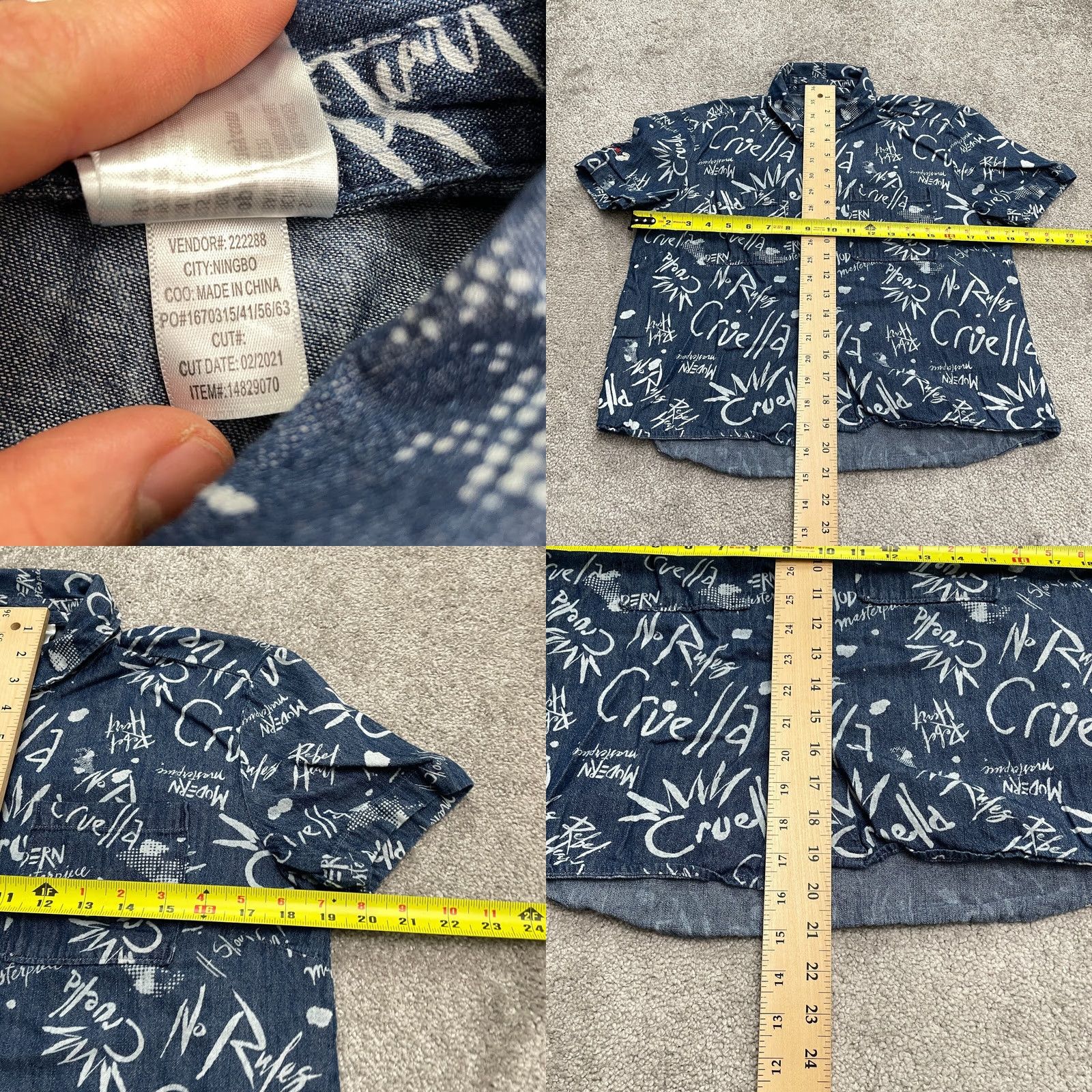 Disney VINTAGE Disney Cruella De Vil Denim Shirt Womens XS Blue Short Sleeve Button Down Size XS / US 0-2 / IT 36-38 - 8 Thumbnail