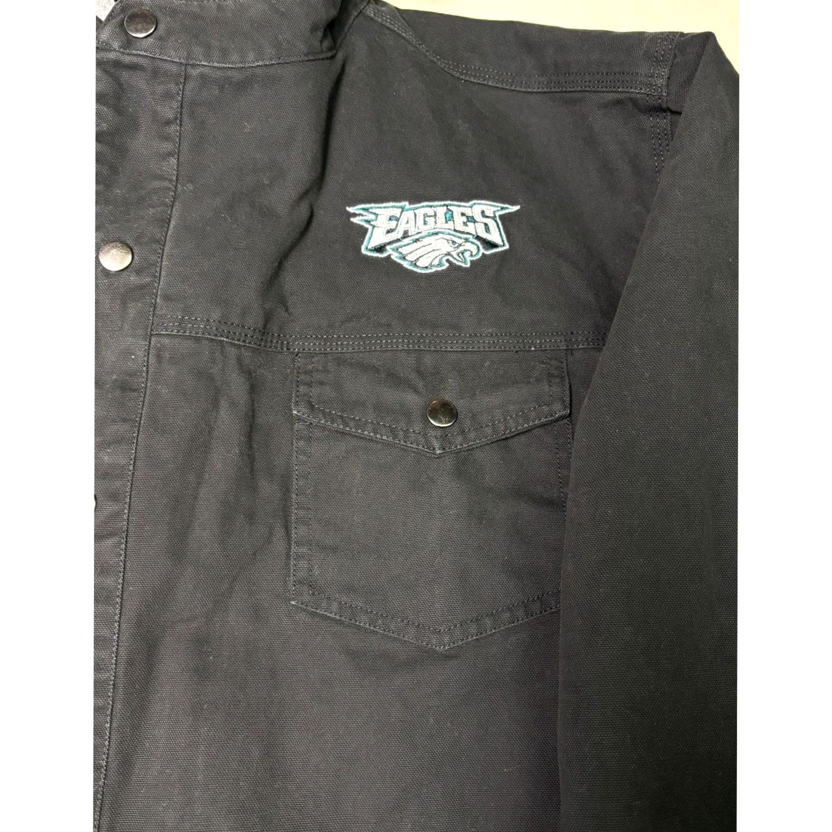 Vintage DB Workwear Philadelphia Eagles Quilted Lined Hooded Shirt Jacket Mens 3XL Black Size US XXL / EU 58 / 5 - 3 Thumbnail