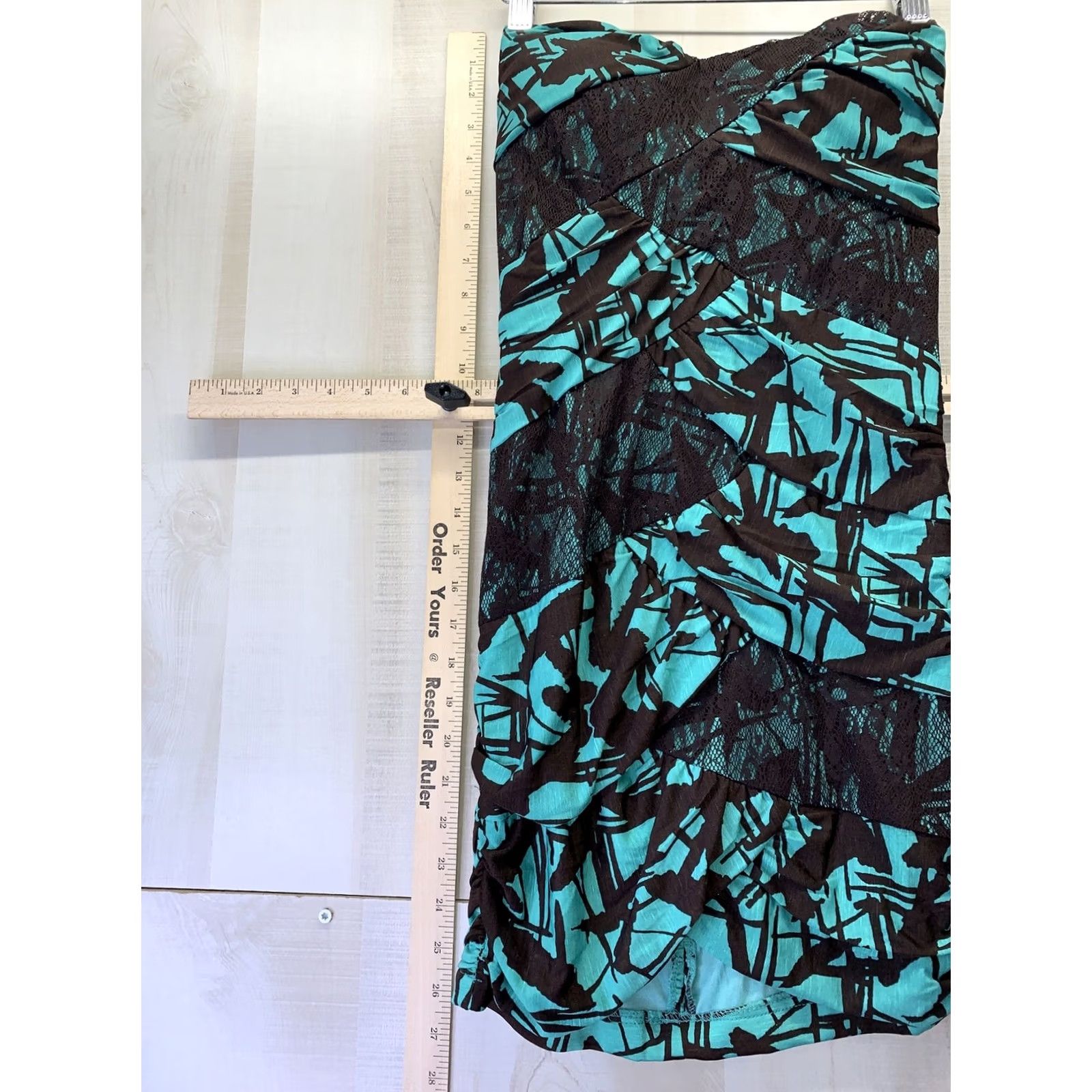 Vintage Windsor Teal Brown Lace Strapless Fitted Short Dress Womens Size S-5542 Dress Size S / US 4 / IT 40 - 3 Thumbnail