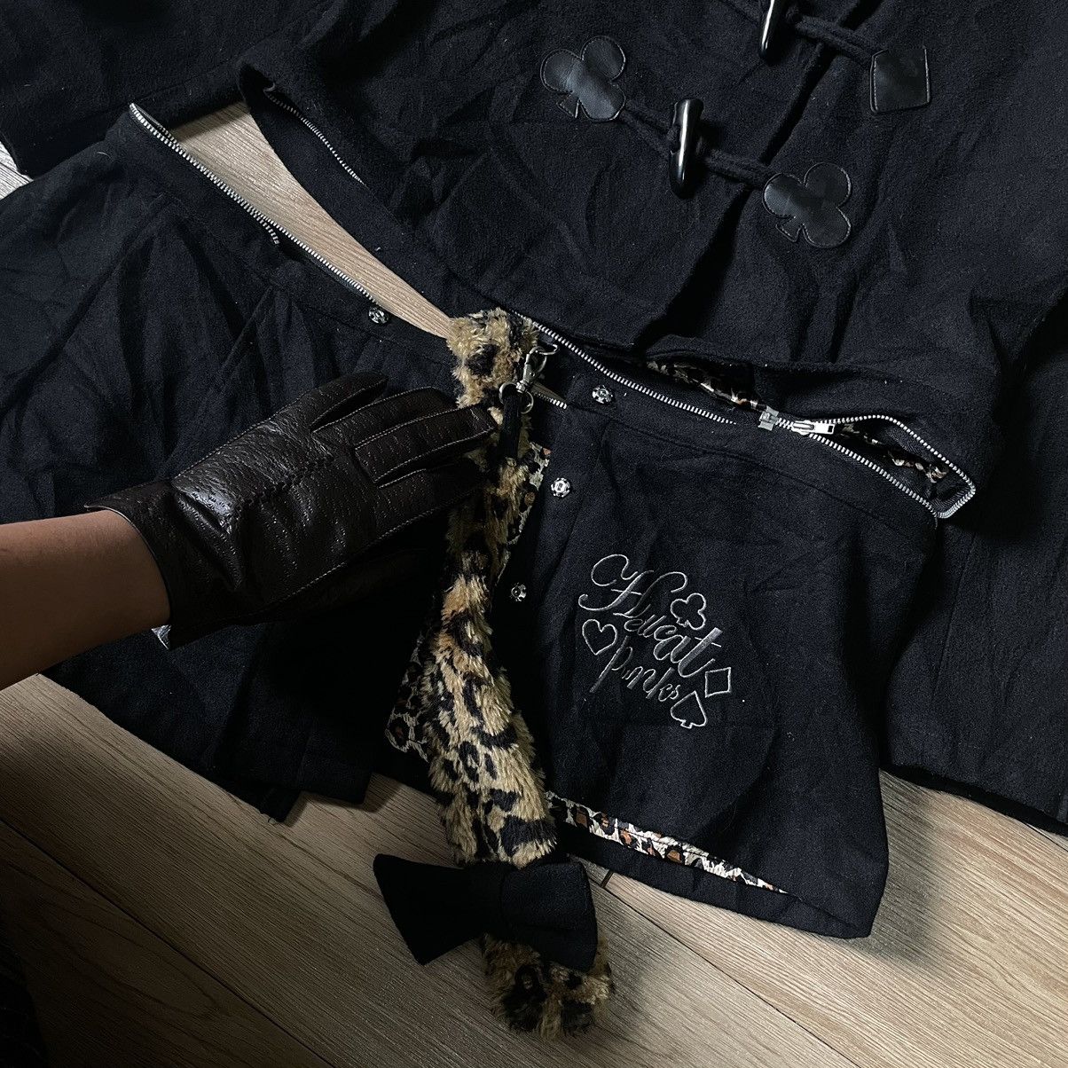 14th Addiction 🇯🇵 Hell Cat Punks Goa Asymmetrical Wool Jacket Leopard Fur Size S / US 4 / IT 40 - 9 Thumbnail