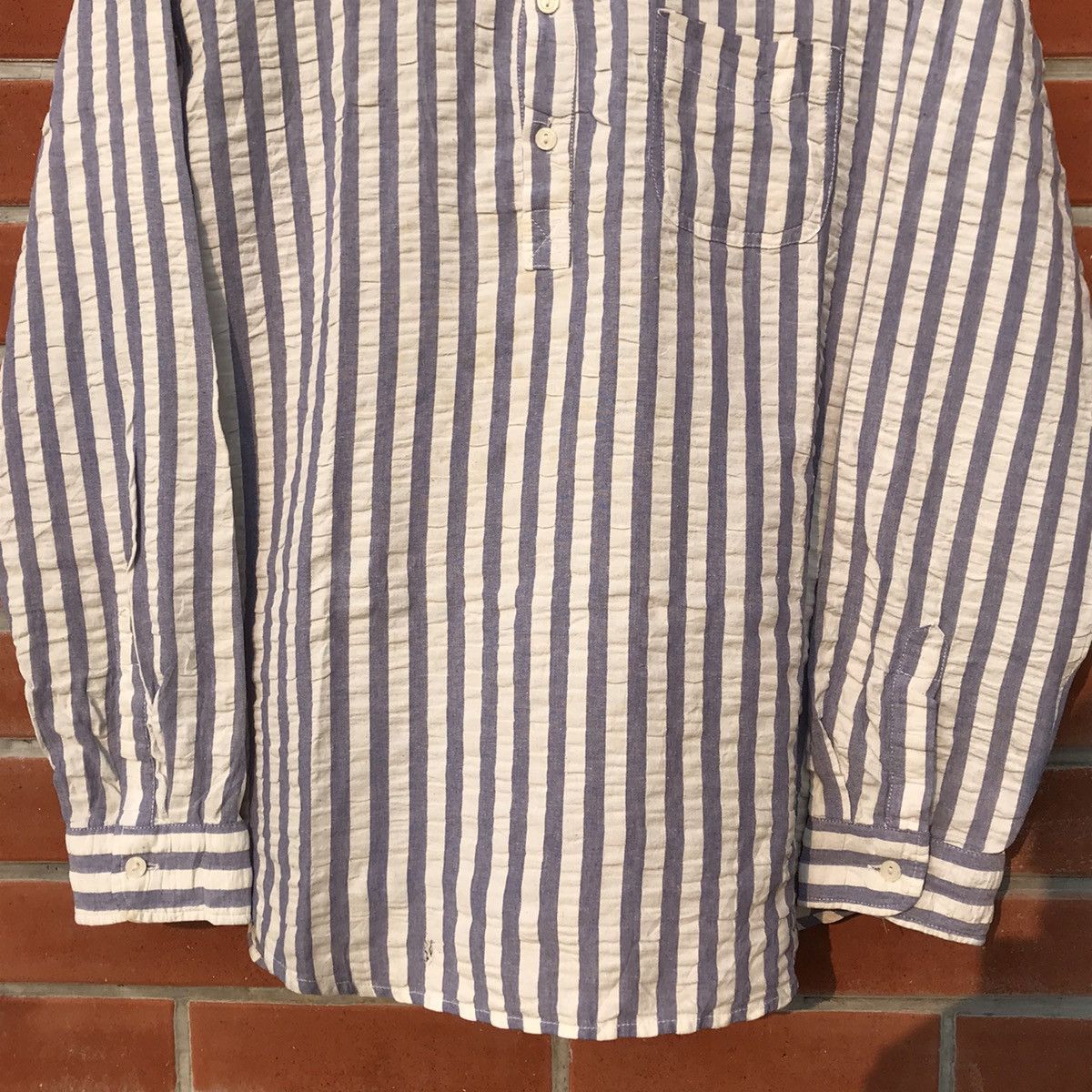 Neil Barrett × Vintage Neil Barrett Granddad blue Stripes long sleeves shirt m Size US L / EU 52-54 / 3 - 12 Thumbnail
