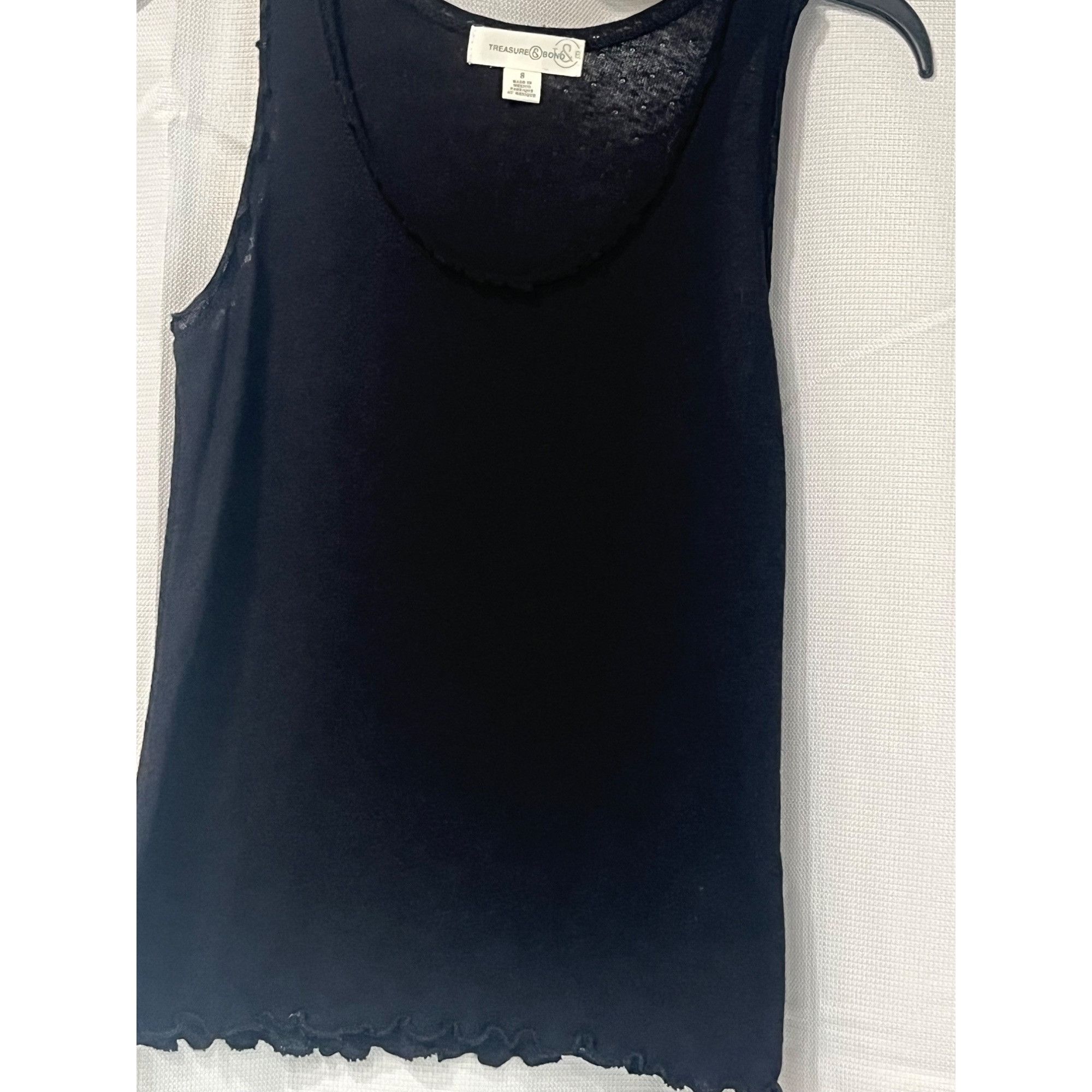Other Treasure & Bond Lettuce Edge Pointelle Tank Top, Black, Sz. Size XL / US 12-14 / IT 48-50 - 12 Thumbnail