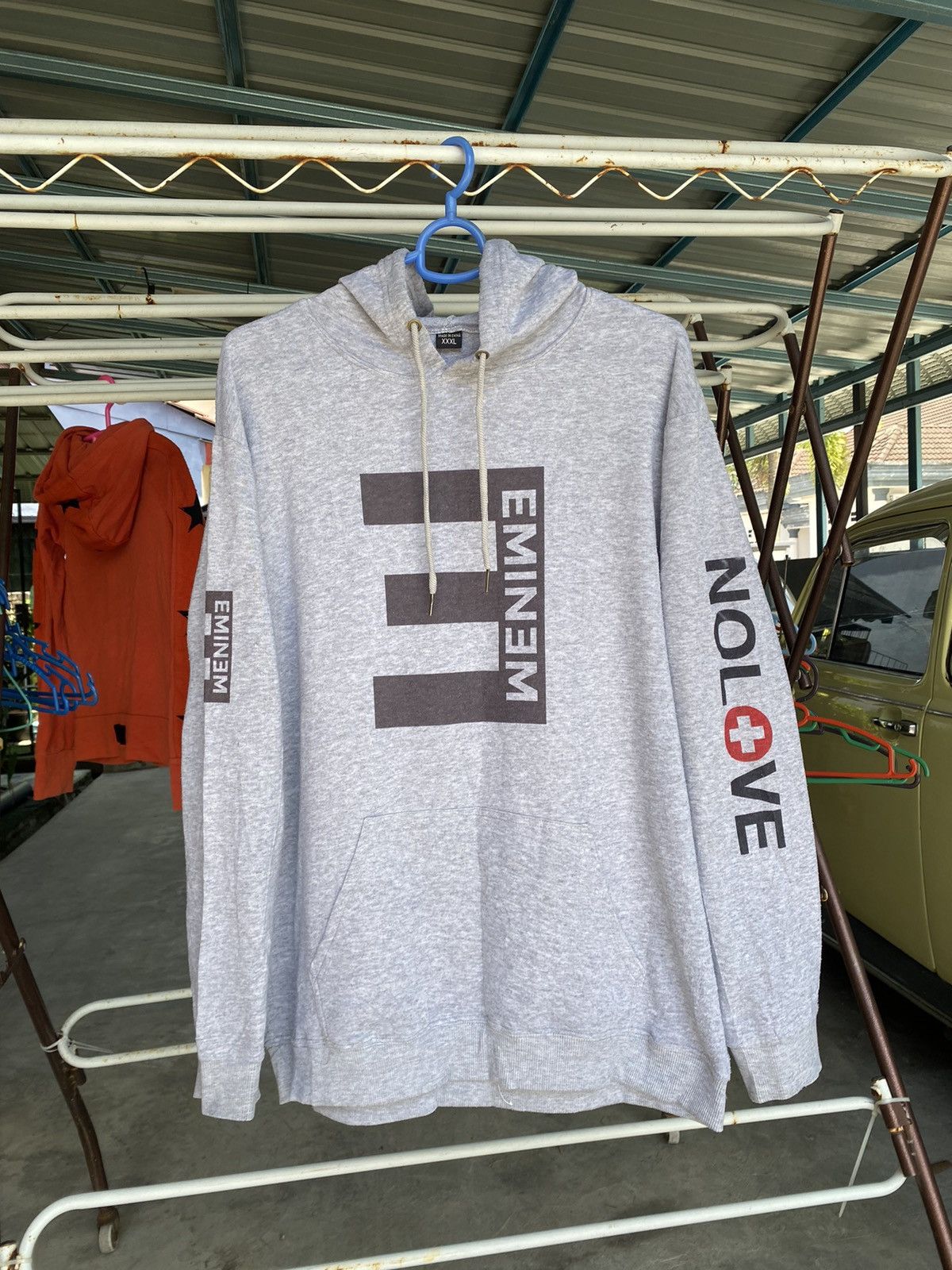 image of Eminem Vintage Hoodie in Grey, Men's (Size 2XL)