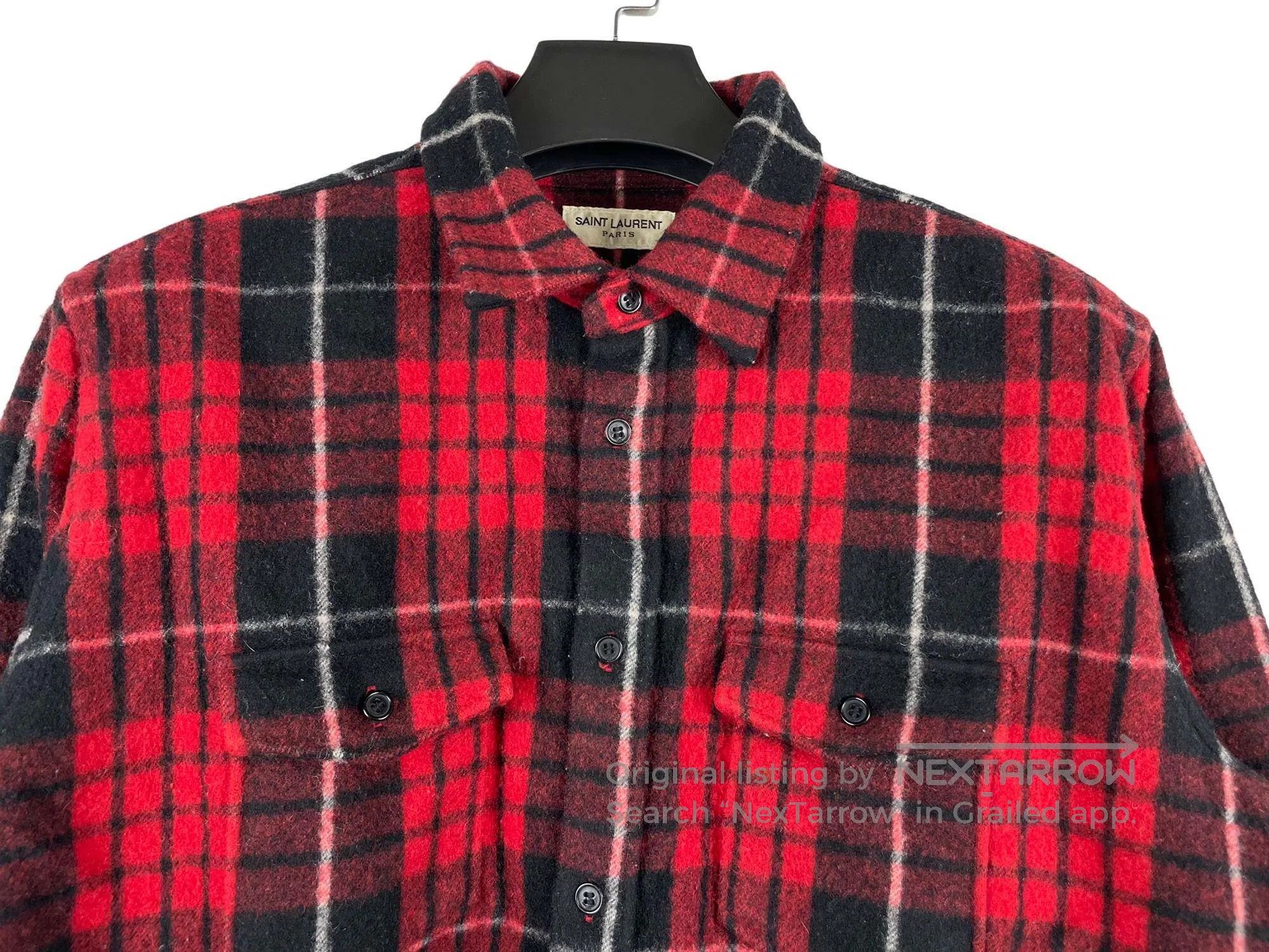 Saint Laurent Paris Saint Laurent Paris Red Flannel Check Woolen Shirt Size US M / EU 48-50 / 2 - 3 Thumbnail