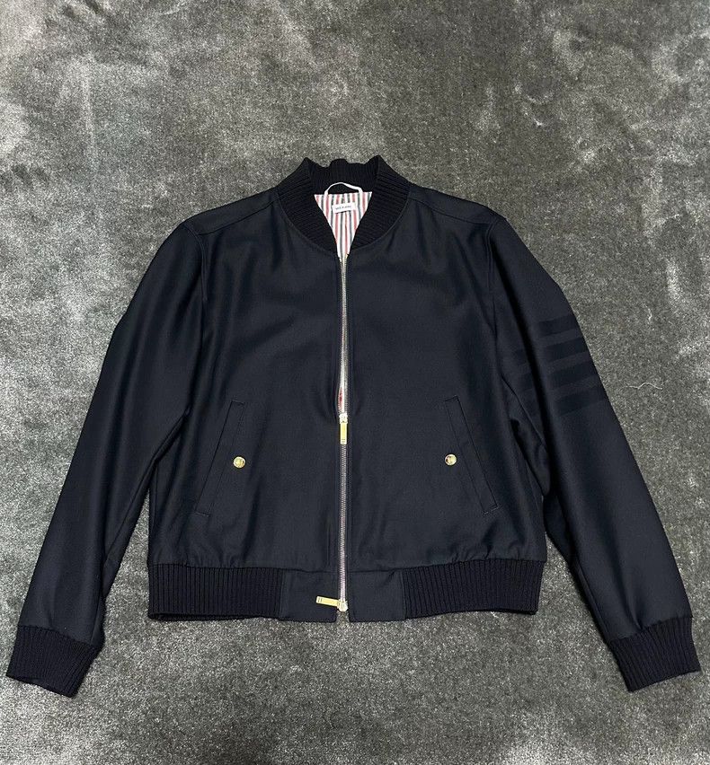 Thom Browne Dark blue four-bar baseball suit jacket 2505-Ne