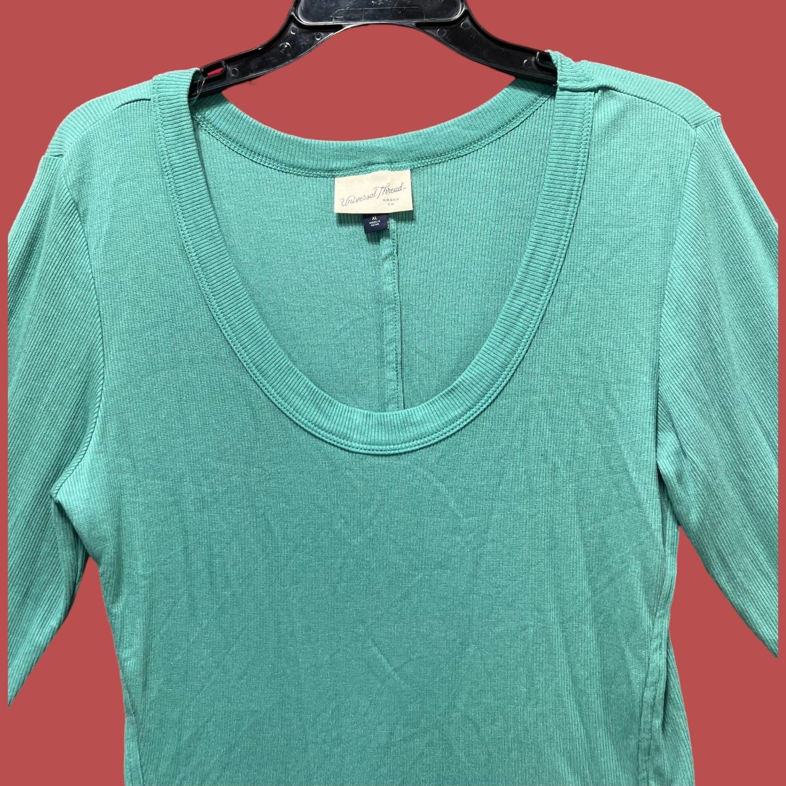 Other Universal Thread - Women's Ribbed Long Sleeve Scoopneck T-Sh Size XL / US 12-14 / IT 48-50 - 12 Thumbnail
