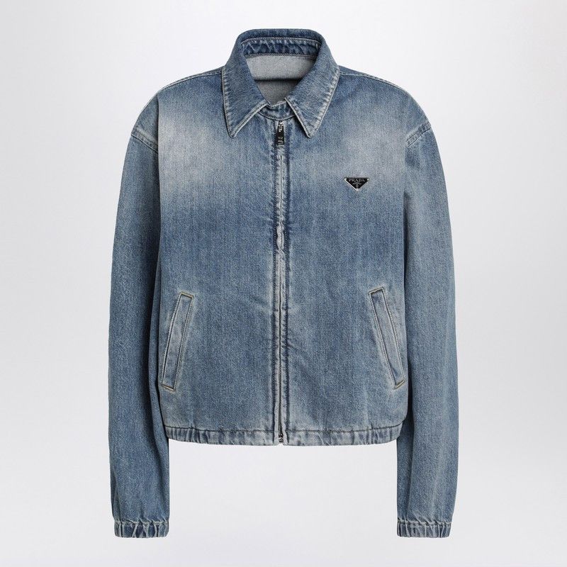 Prada Prada Blue Washed Denim Zip-Up Jacket Size M / US 6-8 / IT 42-44 - 1 Thumbnail