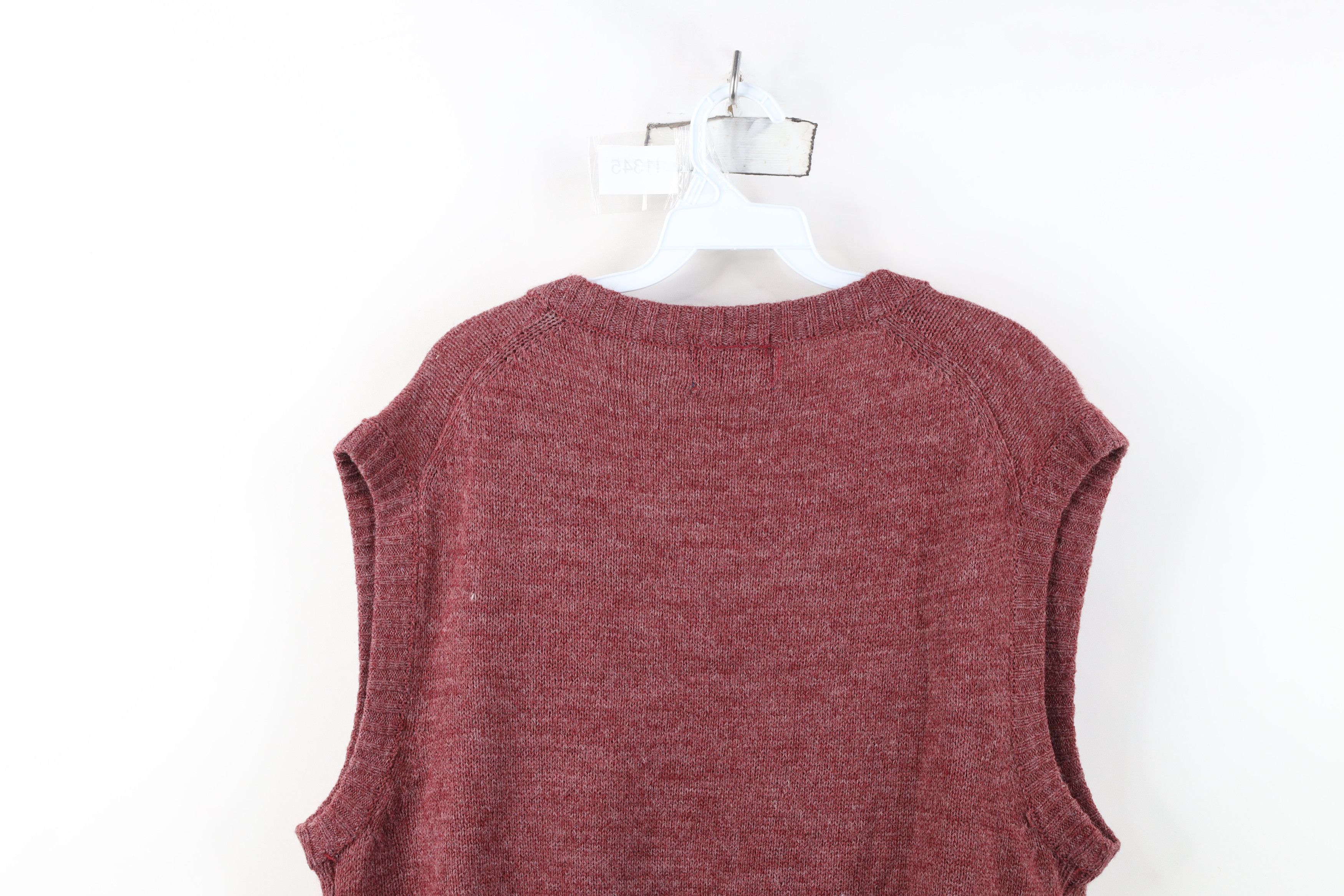 Vintage Vintage 70s Streetwear Ribbed Knit V-Neck Sweater Vest Red Size US XXL / EU 58 / 5 - 8 Thumbnail