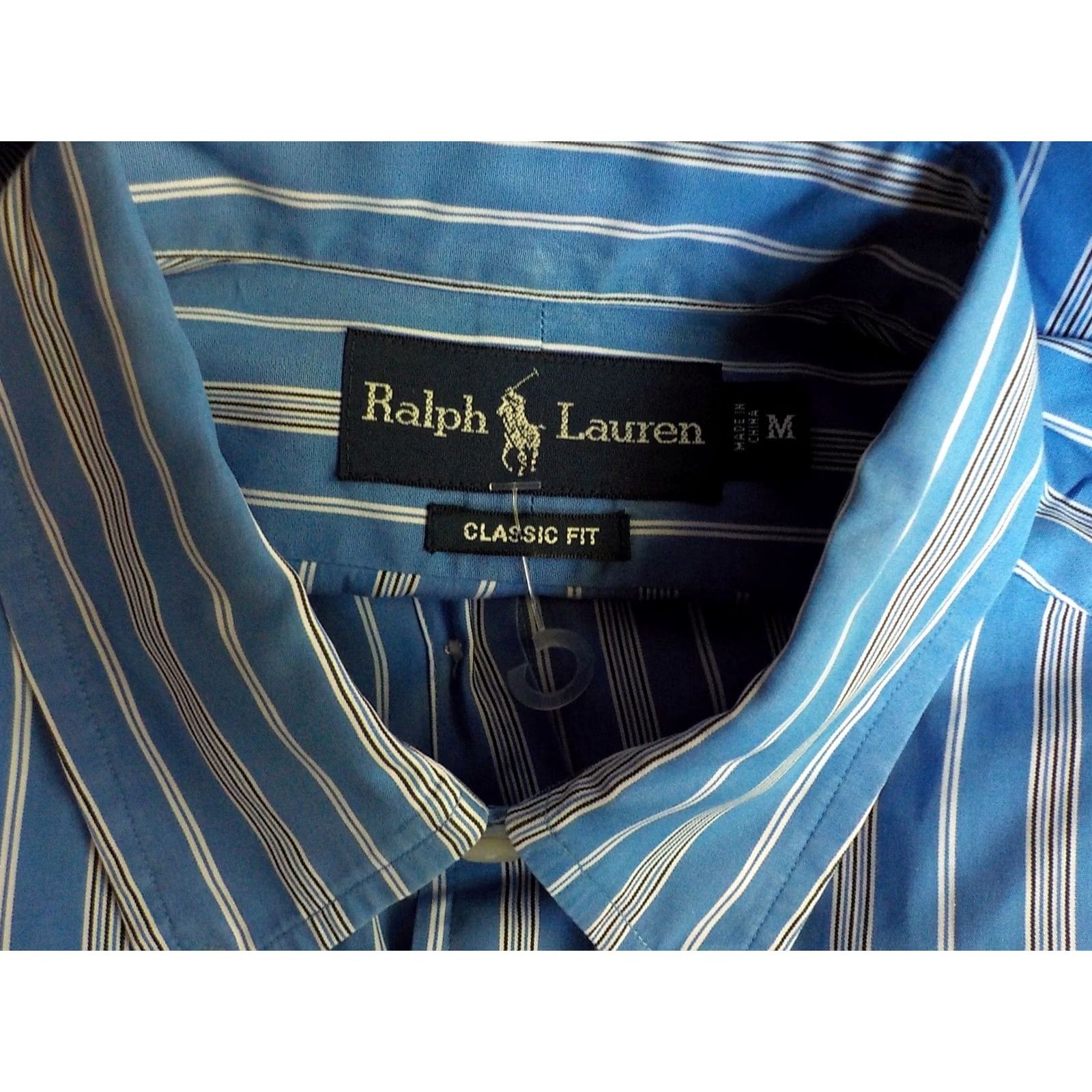 Ralph Lauren Ralph Lauren Button-Front Shirt Blue White Black 100% Cotton Striped Classic Fit LS Size Med Mens Size US M / EU 48-50 / 2 - 4 Thumbnail