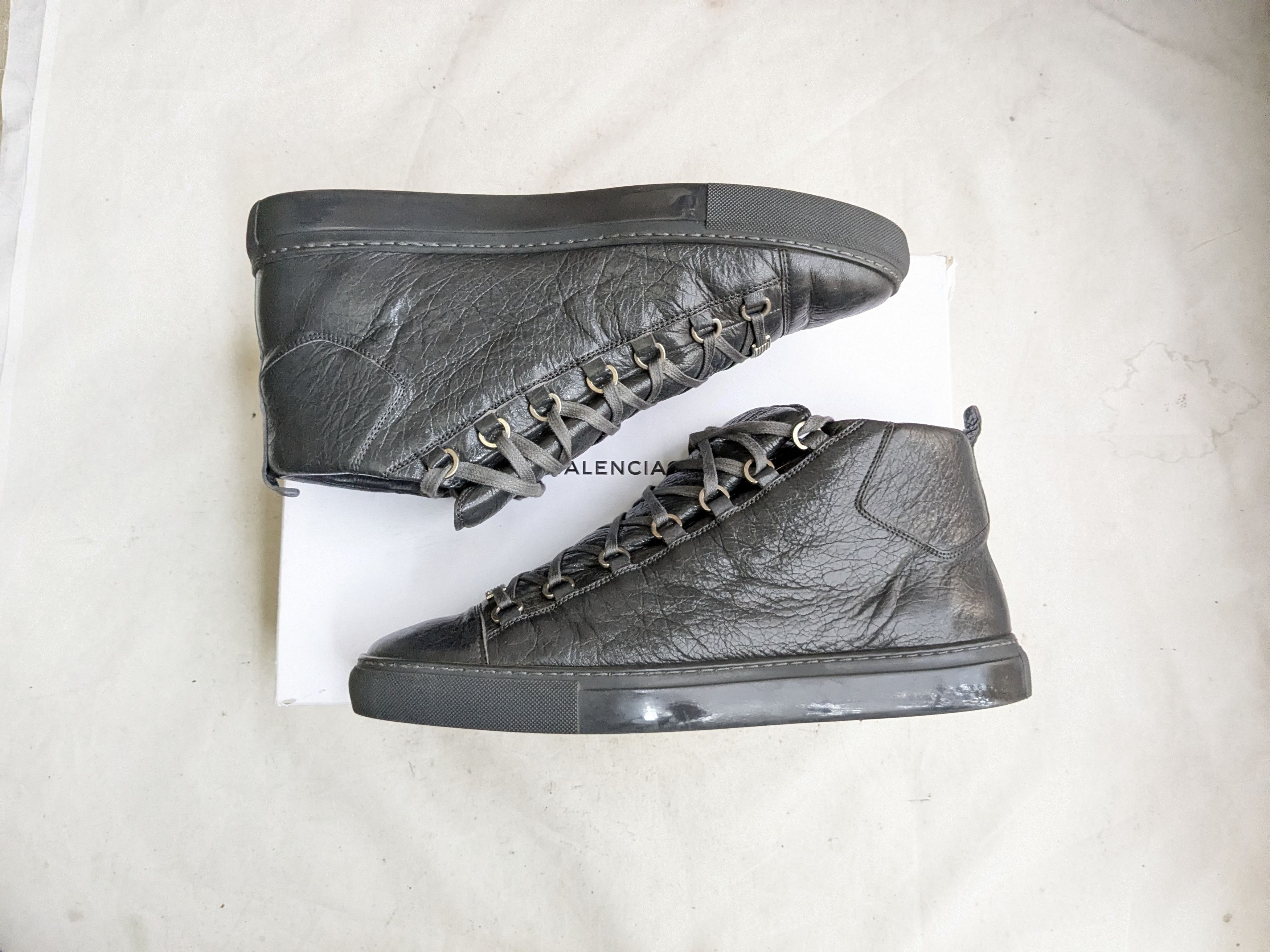Balenciaga Balenciaga Arena Gray 14 Leather High Tops Size US 14 / EU 47 - 1 Thumbnail