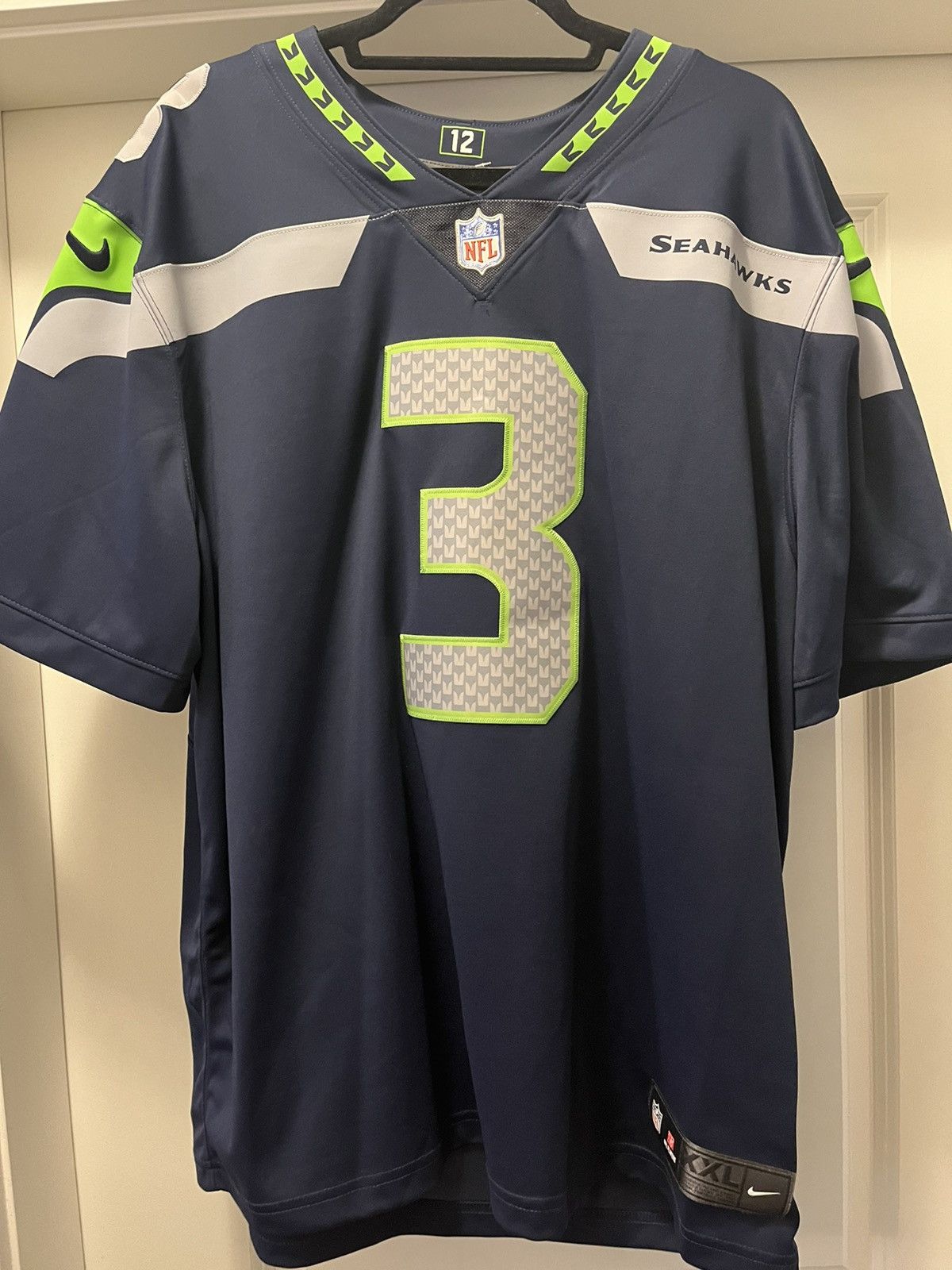 image of Nike Seattle Seahawks Russell Wilson in Blue, Men's (Size 2XL)