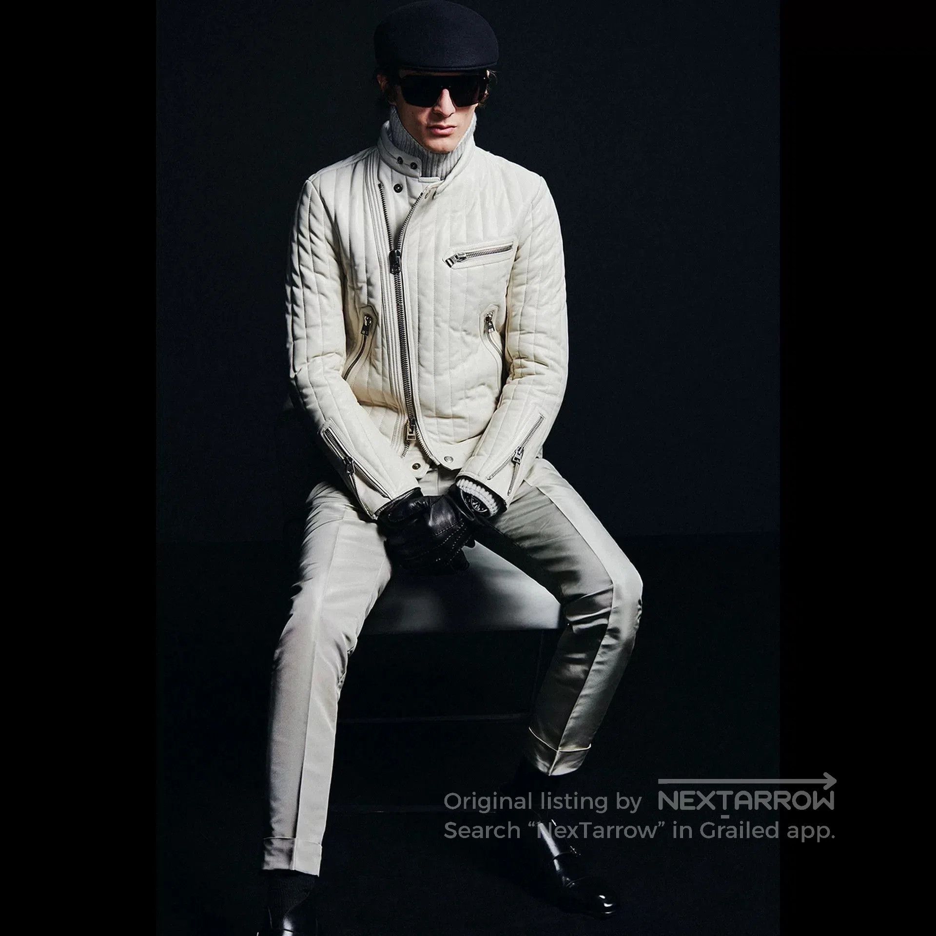 Tom Ford Rare White Leather Quilted Jacket. Size US S / EU 44-46 / 1 - 3 Thumbnail