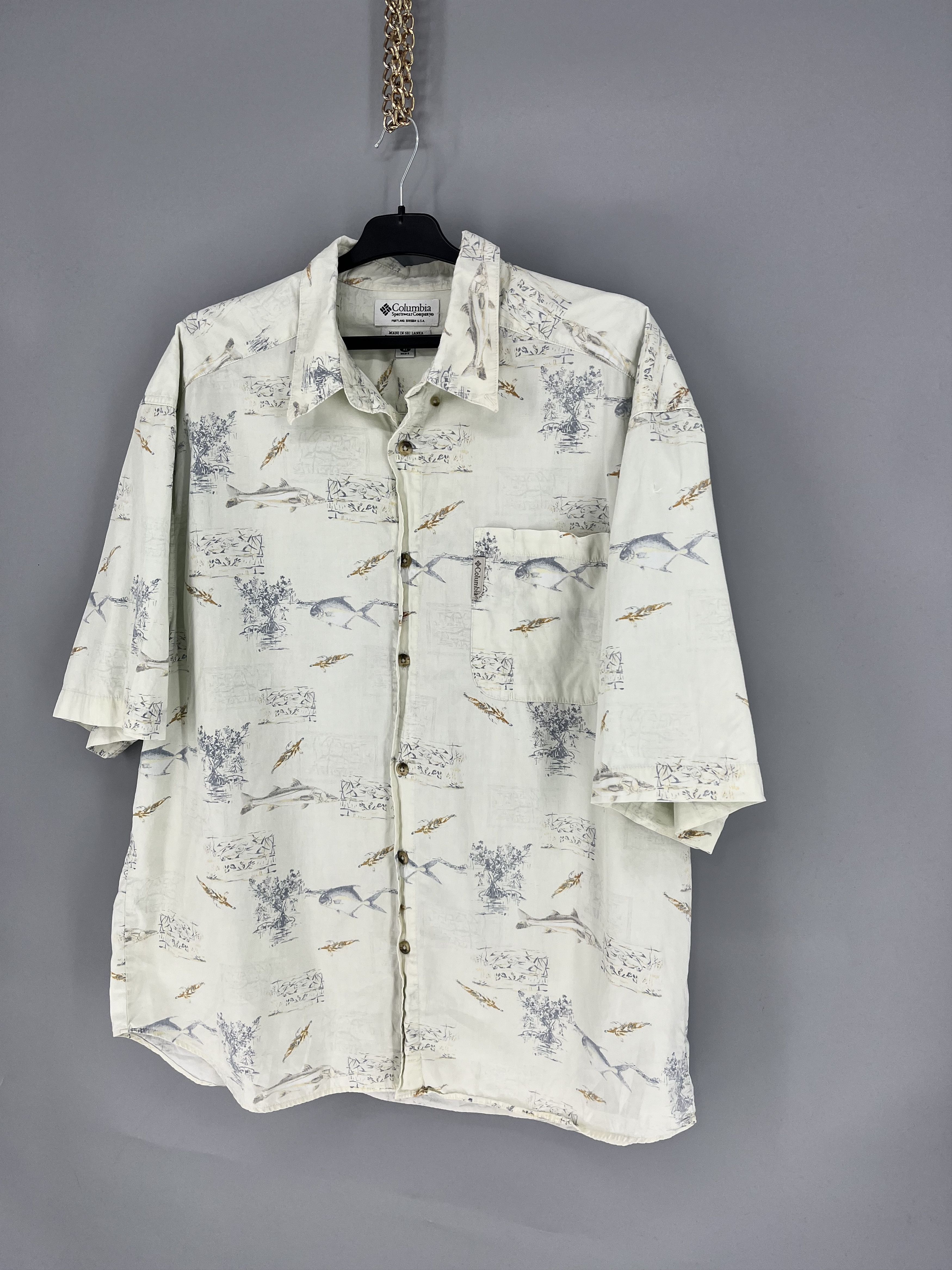 Columbia Vintage Columbia Fish Overprint Beach Hawaiian Shirt XLarge Size US XL / EU 56 / 4 - 3 Thumbnail