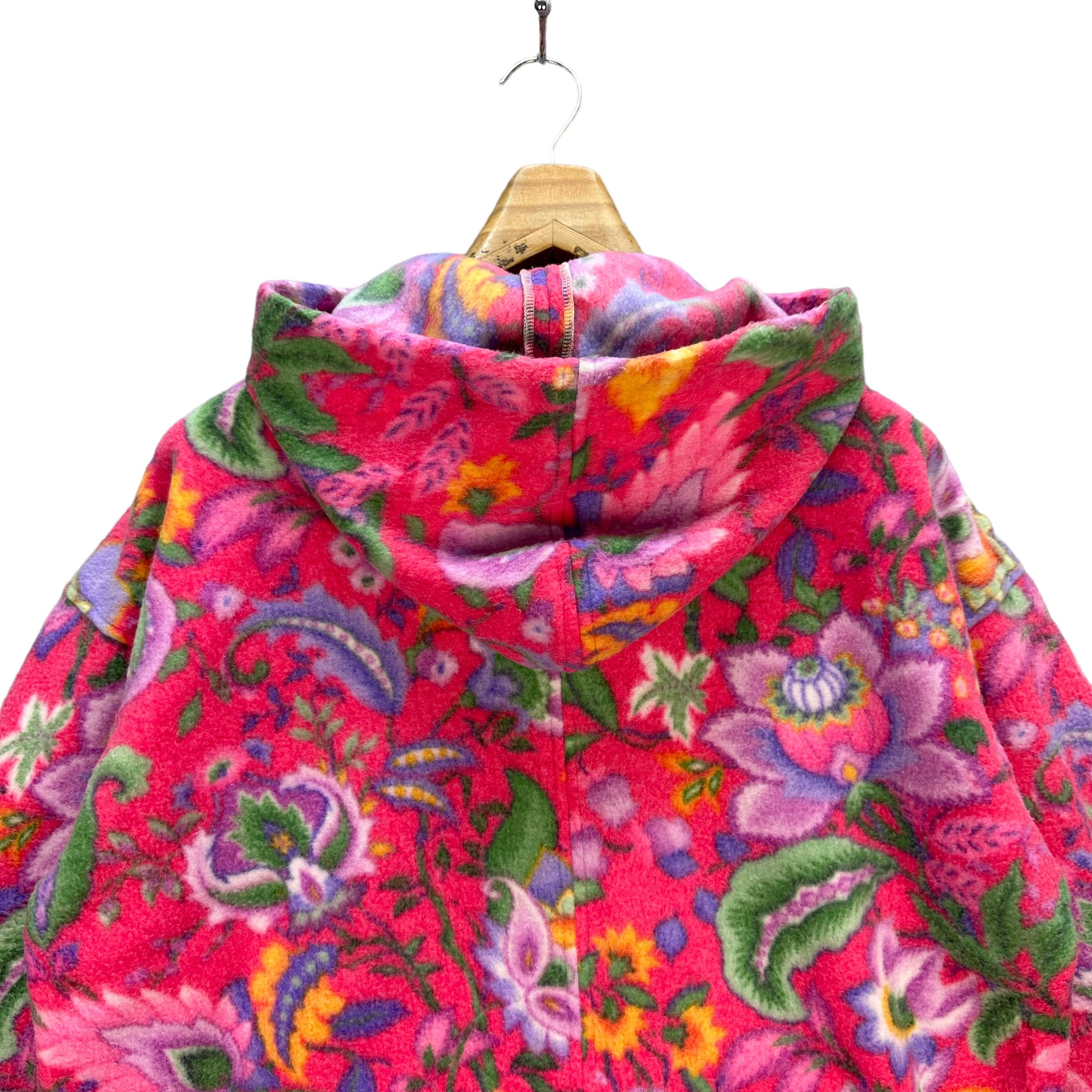 Vintage FLORAL GRAPHIC PULLOVER FLEECE HOODIE #7565-153 Size US M / EU 48-50 / 2 - 8 Thumbnail