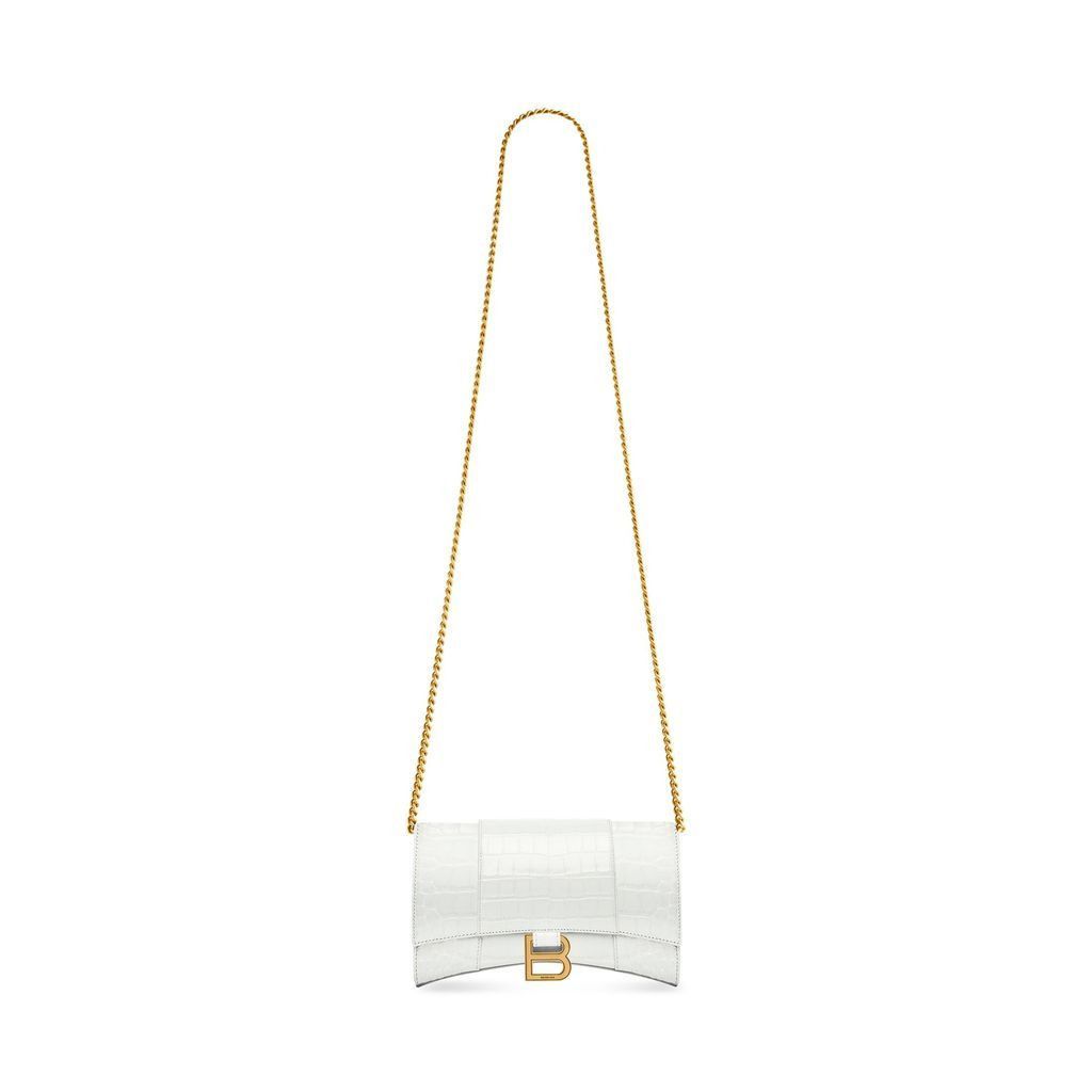 Balenciaga o1tr1nto0126 Size: OS / Hourglass Wallet On Chain in White Size ONE SIZE - 1 Thumbnail