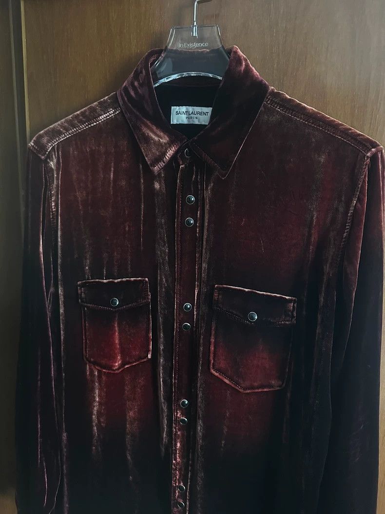 Saint Laurent Paris Saint Laurent Paris Red velvet denim shirt-2506 Size US S / EU 44-46 / 1 - 6 Thumbnail