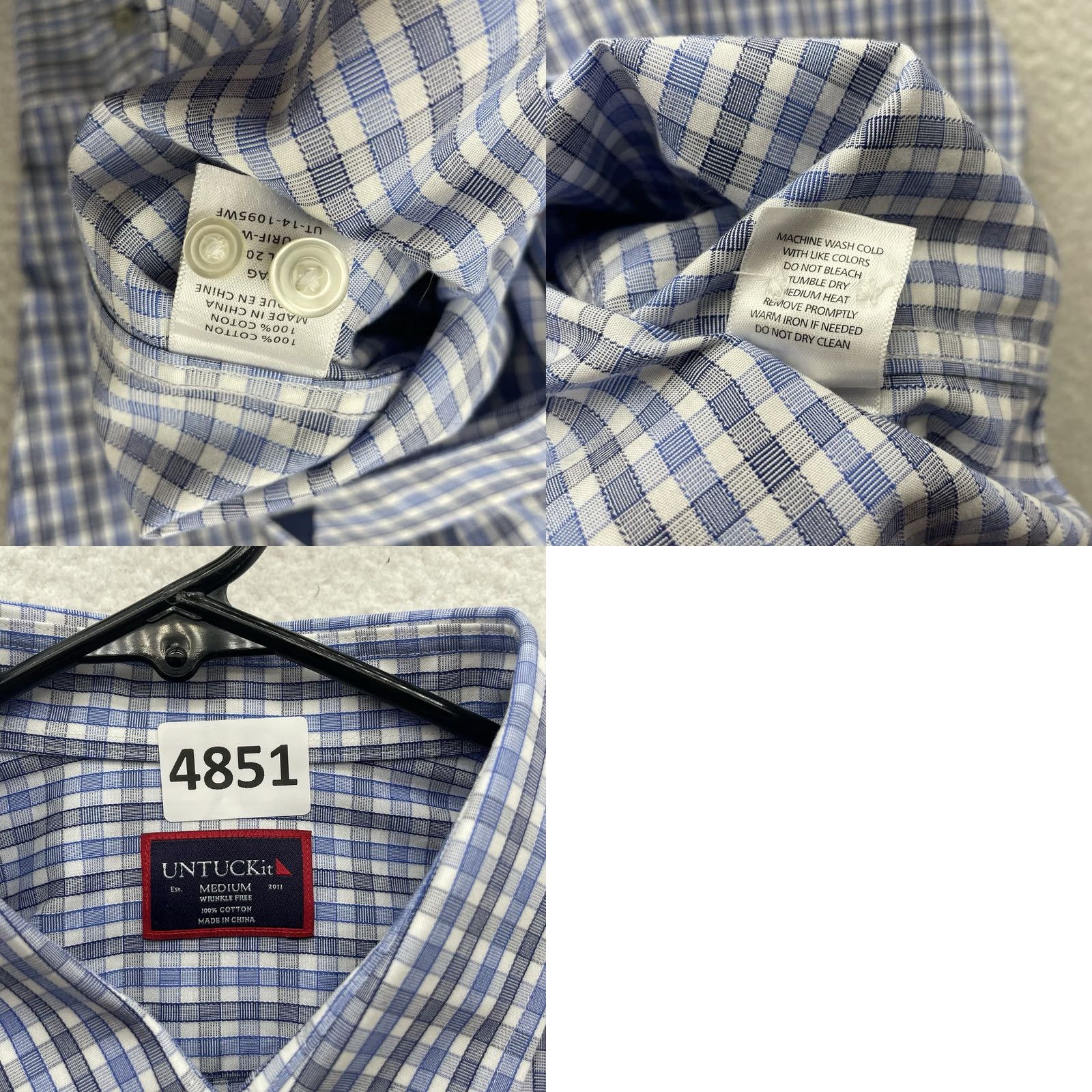 UNTUCKit UNTUCKit Shirt Mens M Blue Plaid Wrinkle Free Button Up Casual Preppy Size US M / EU 48-50 / 2 - 8 Thumbnail