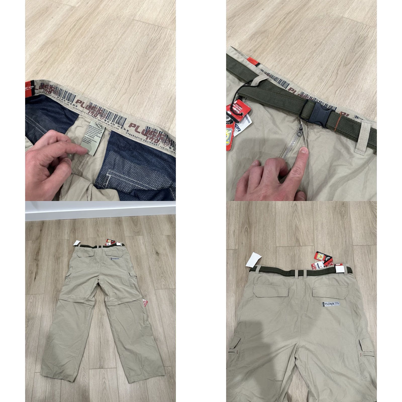 Vintage NWT Plugg Men Convertible Cargo Pants Rave Grunge Beige 38x34 Tan 38 Mens Pants Size US 38 / EU 54 - 8 Thumbnail
