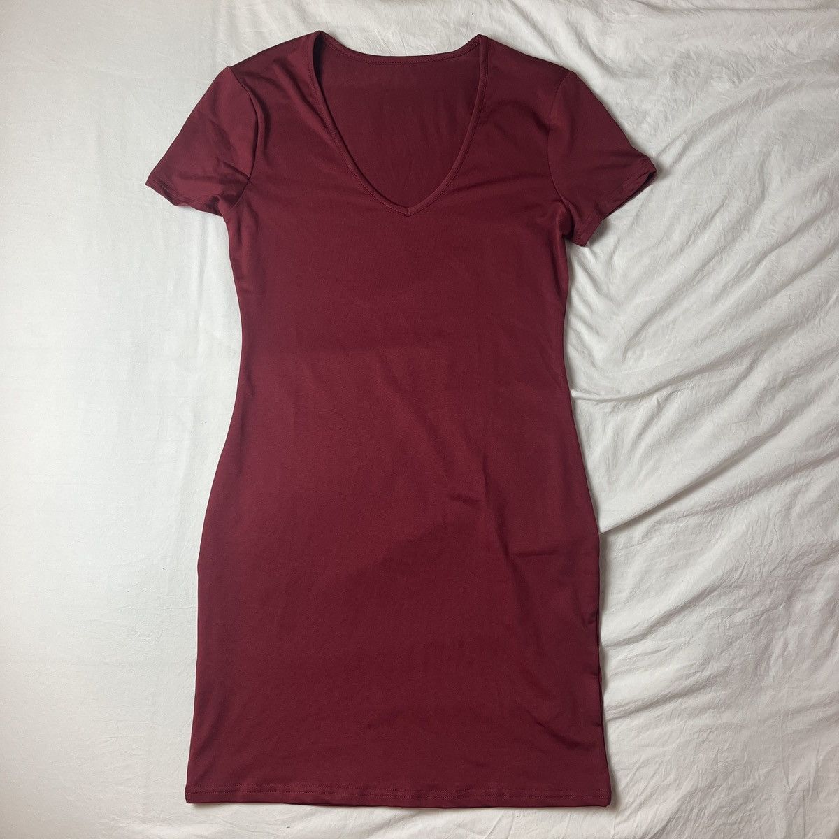 Other Maroon bodycon mini dress short sleeve Size S / US 4 / IT 40 - 3 Thumbnail