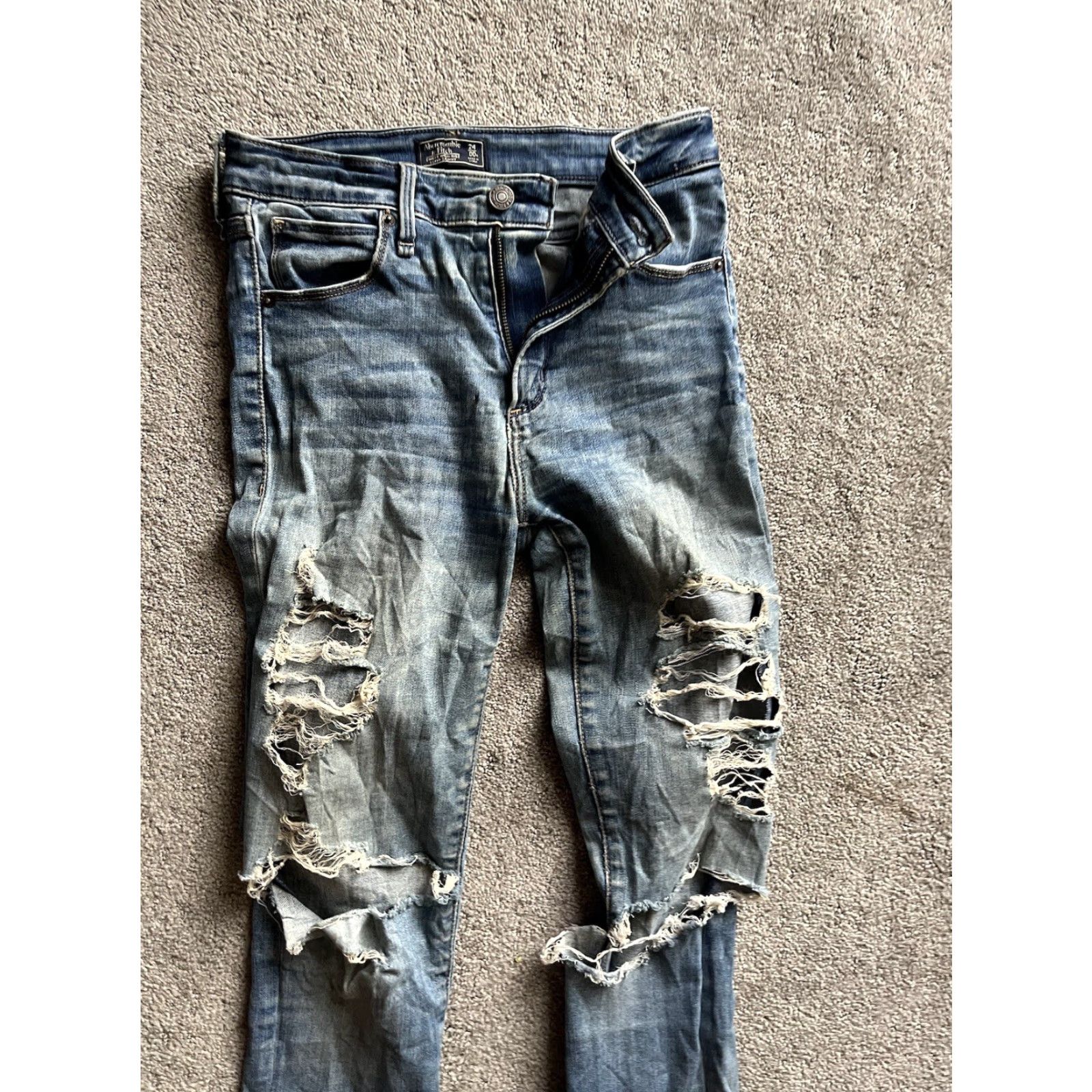 Abercrombie & Fitch VINTAGE Abercrombie & Fitch Jeans Women 00 Blue Distressed High Rise Super Skinny Ankle 5-Pocket Size 24" / US 00 / IT 34 - 4 Thumbnail