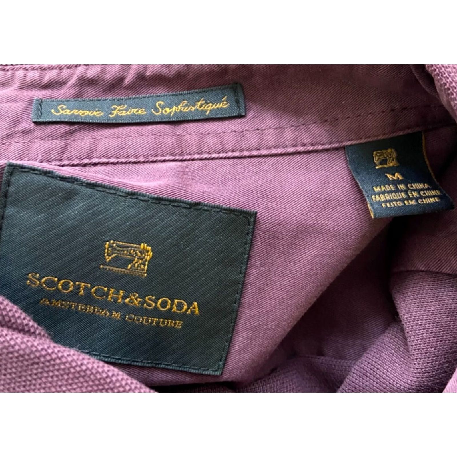 Scotch & Soda Scotch & Soda Mens Button-Up Shirt Maroon Long Sleeve Regular Fit Size M Cotton Solid Casual Shirt Mens Size 40R - 2 Thumbnail