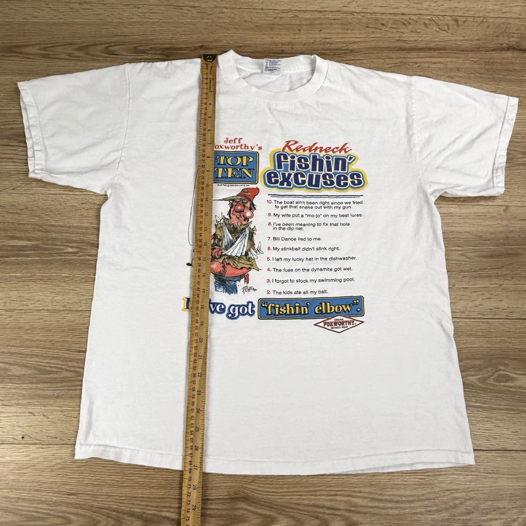 Delta VINTAGE Jeff Foxworthy T-Shirt Mens Large White Delta Cotton Short Sleeve Redneck Fishin Excuses Size US L / EU 52-54 / 3 - 6 Thumbnail