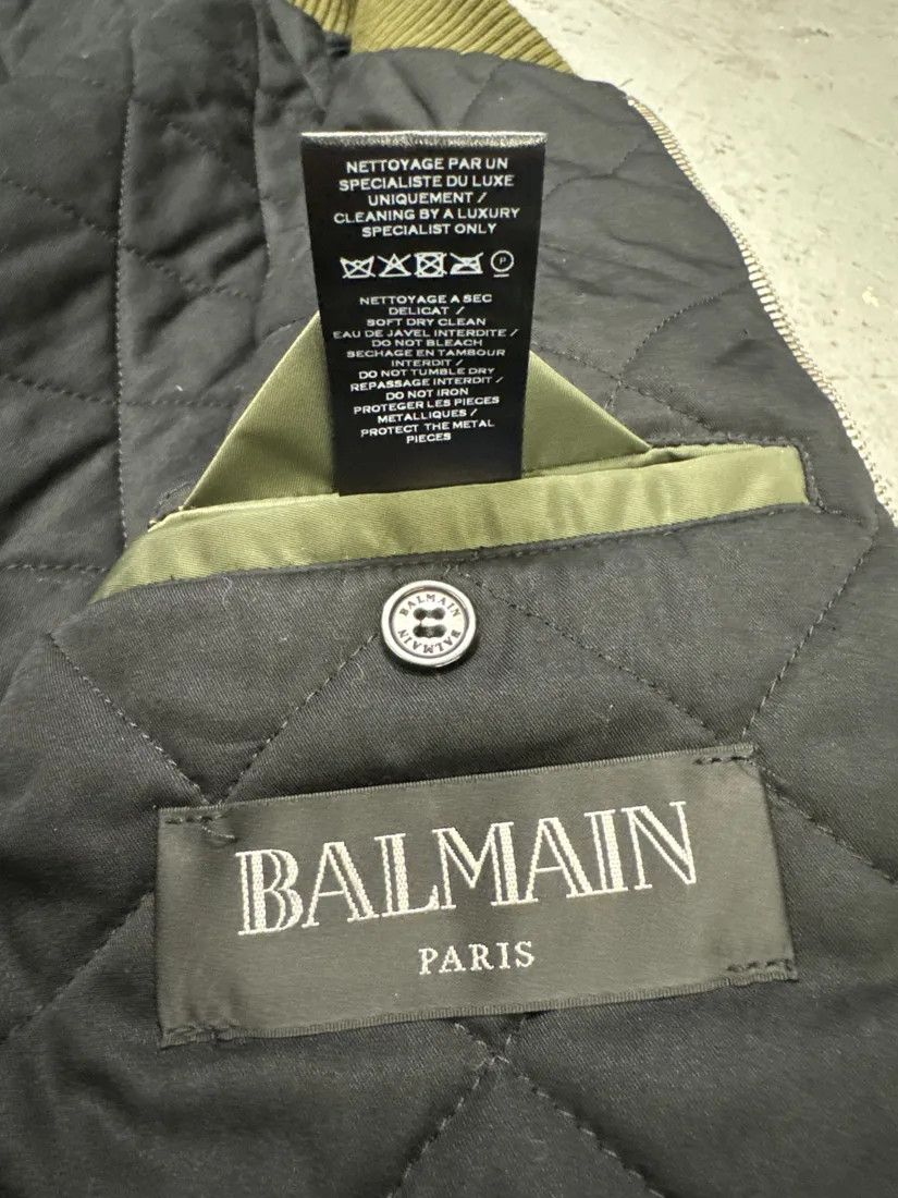 Balmain × Designer × Vintage 2010s Balmain Multi Zips Aviator Green Bomber Jacket Size US M / EU 48-50 / 2 - 11 Thumbnail