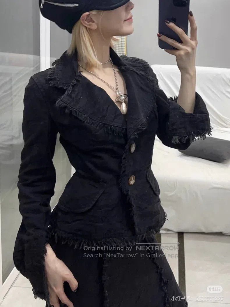 Vivienne Westwood Vivienne Westwood Fringed Denim Heart Collar Suit Size M / US 6-8 / IT 42-44 - 4 Thumbnail