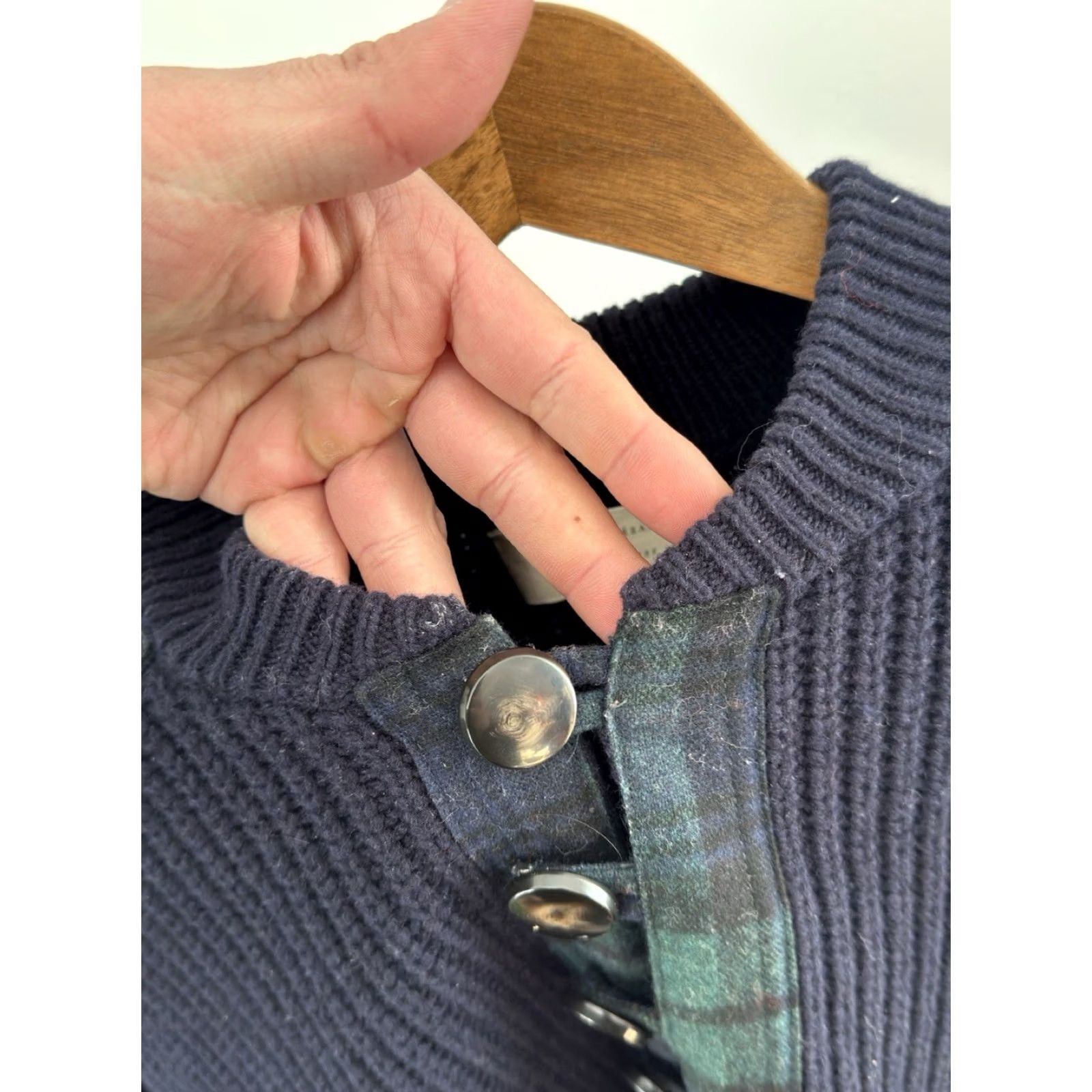 Vintage Sezane Wool Knitted Button Up Sweater Dark Blue Womens XS Pullover Designer City Vintage 90s Paris Luxury Knit Button Sezane Brand Wool Size XS Women Size XS / US 0-2 / IT 36-38 - 6 Thumbnail