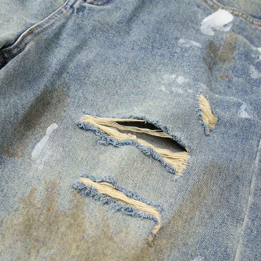 Japanese Brand × Jean Men's ink-splashed washed loose ripped dirty wide-leg jeans Size US 32 / EU 48 - 6 Thumbnail