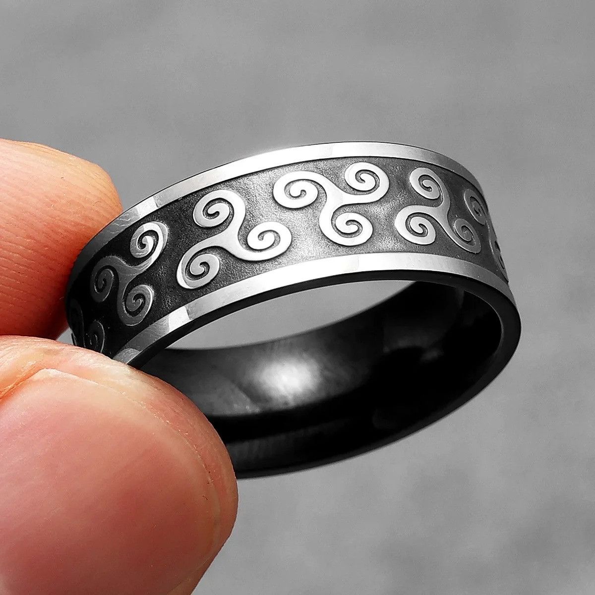 Jewelry Celtic Knot Retro Black Ring Streetwear Jewelry Fashion Gift Size ONE SIZE - 3 Thumbnail