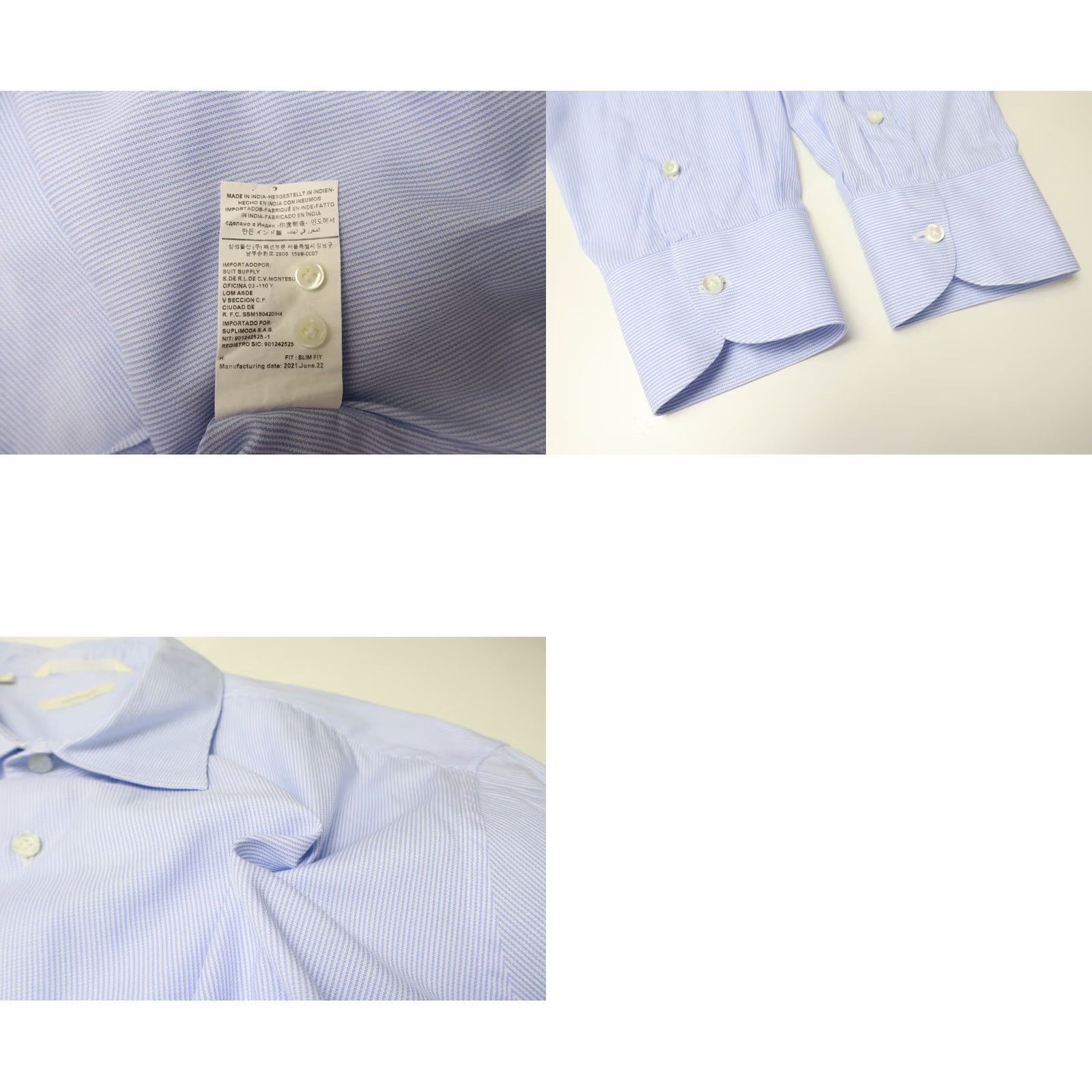 Suitsupply Suitsupply Men's Formal Shirt Slim Fit Blue Pinstripe 45/17 3/4 Size 48R - 8 Thumbnail