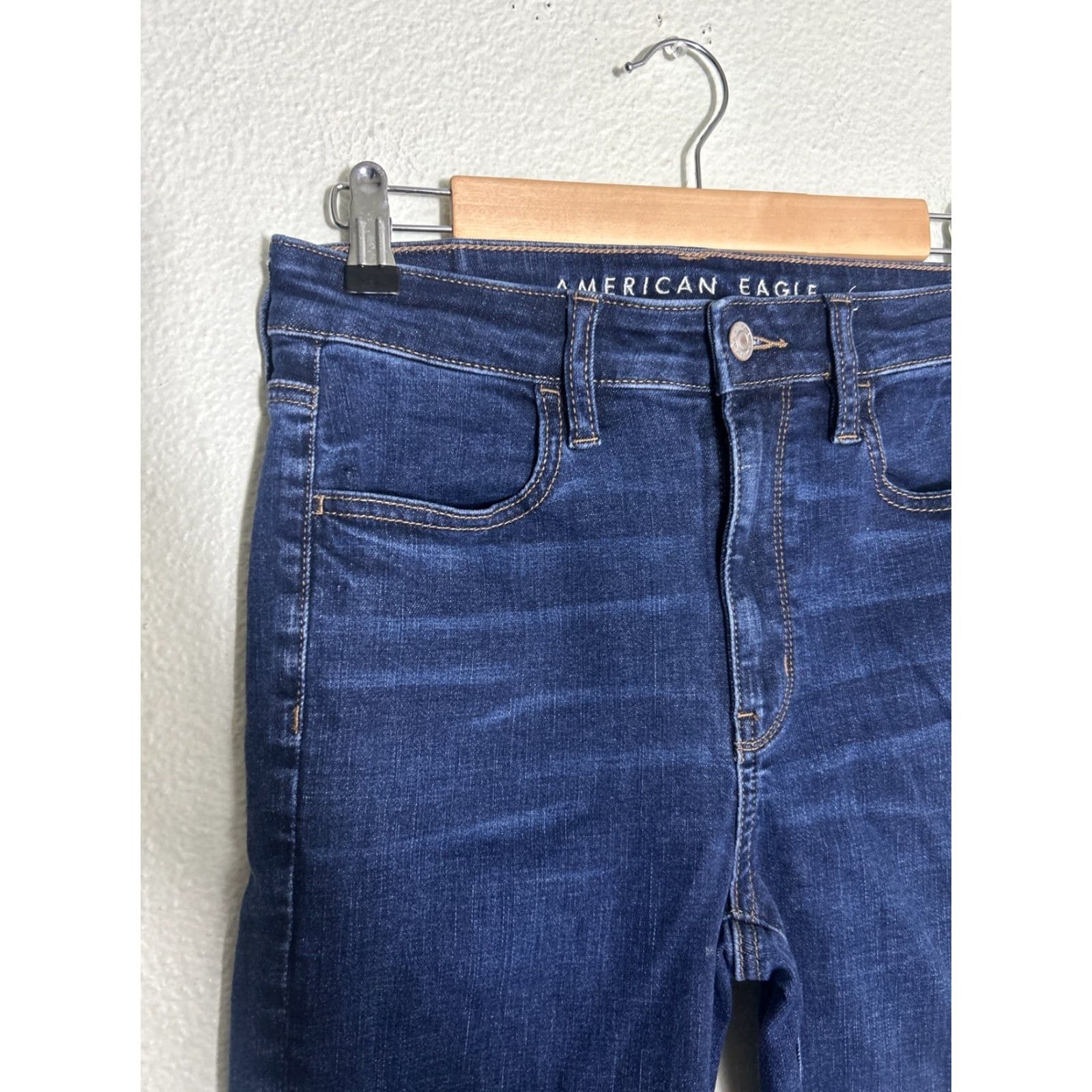 American Eagle Outfitters American Eagle Next Stretch Dark Wash Jeans Super Hi Rise Jegging 28x26 Size 6 Size 30" / US 8 / IT 44 - 4 Thumbnail