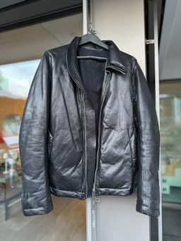 Rick Owens Calf Leather Mollino collar Puffer Jacket Size US L / EU 52-54 / 3 - 1 Thumbnail