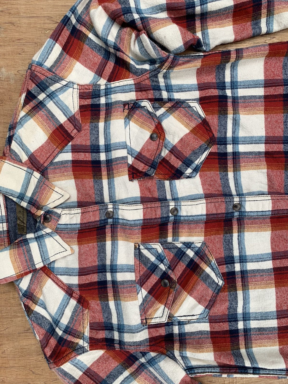 If Six Was Nine Rare Goa Snap Buttons Plaid Tartan Flannel Shirt Size US M / EU 48-50 / 2 - 13 Thumbnail