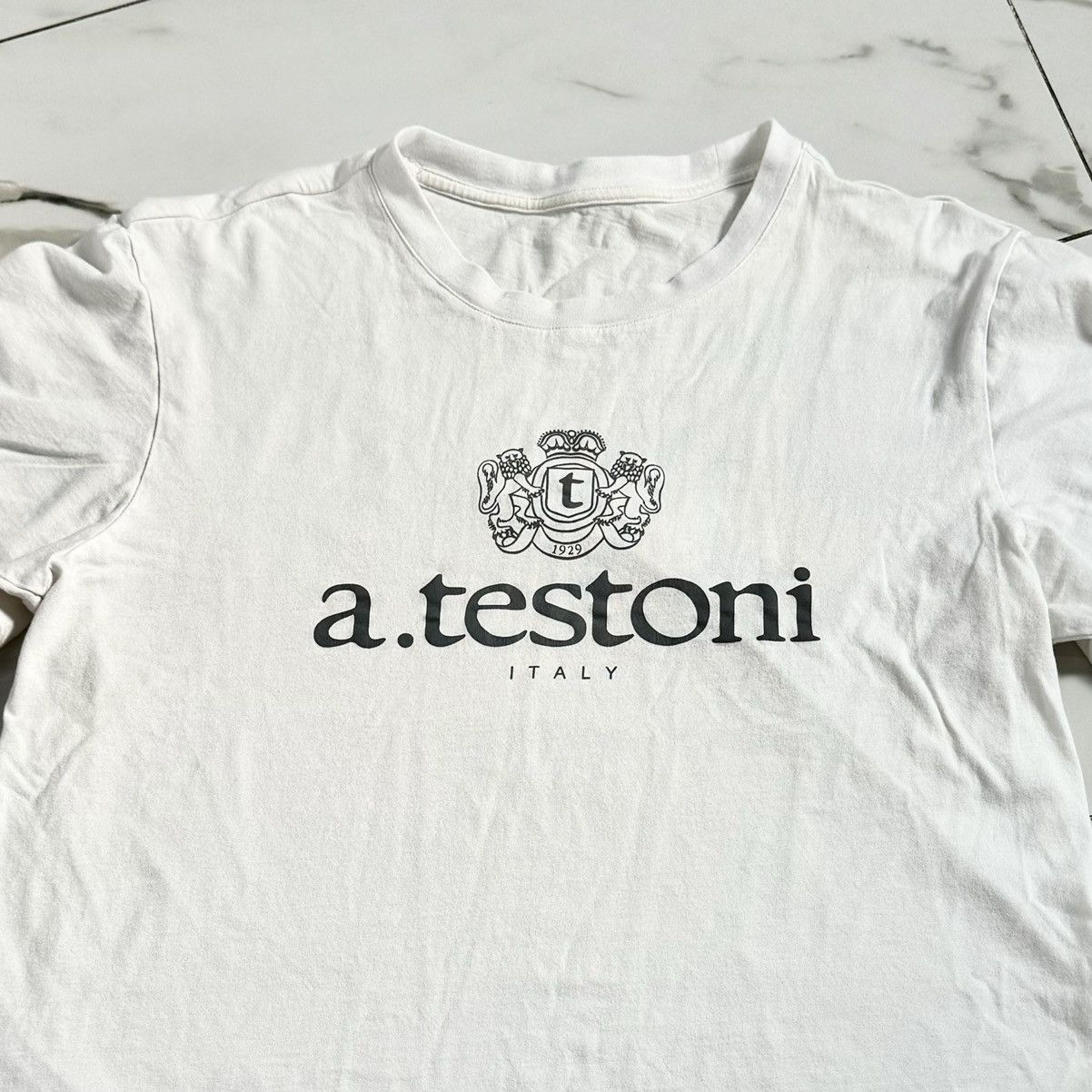 Designer × Testoni × Vintage VINTAGE A. TESTONI LOGO TEE! Size US L / EU 52-54 / 3 - 4 Thumbnail