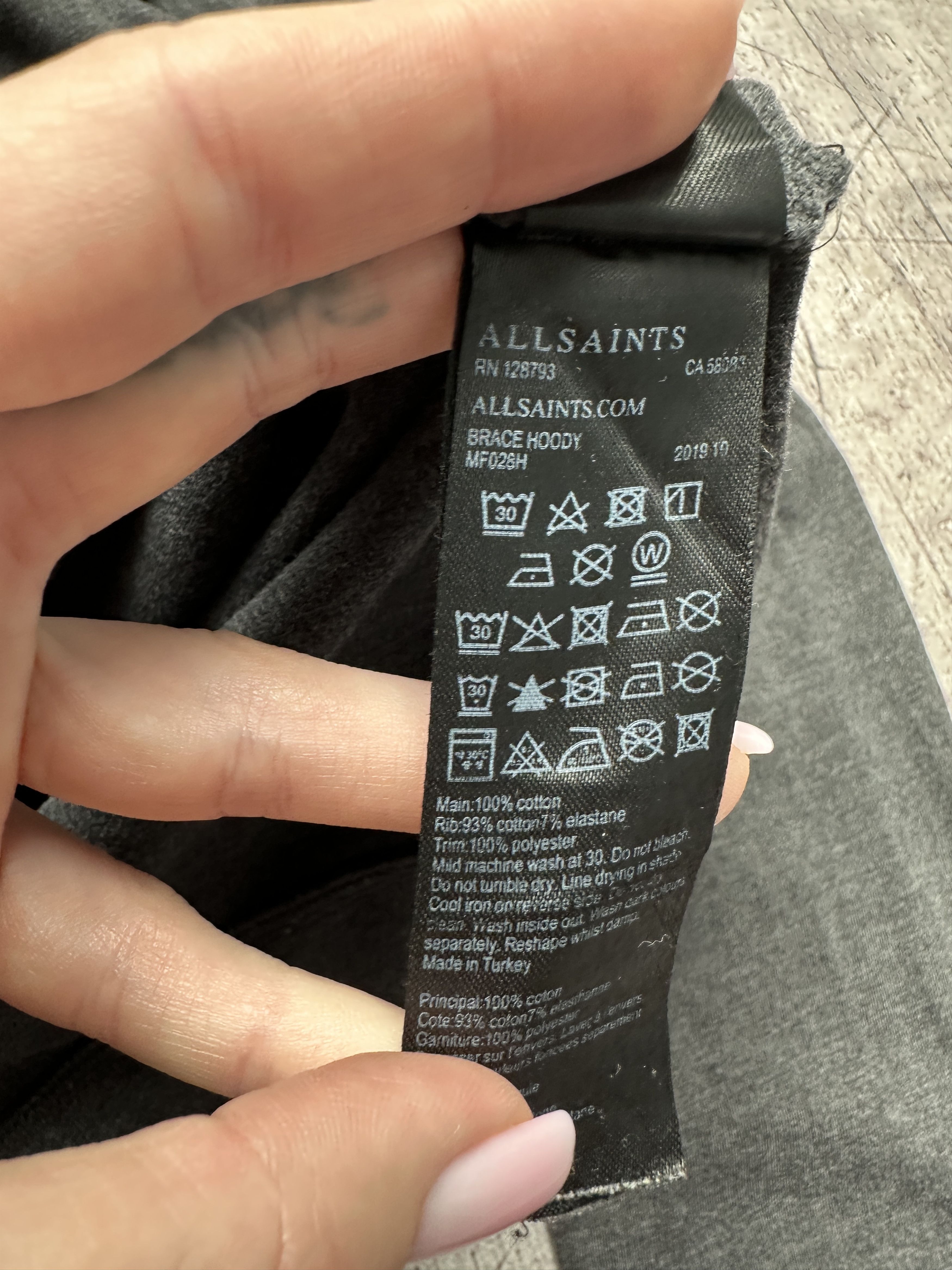 Allsaints Allsaints Mens Light Brace Zip Hoodie Size US L / EU 52-54 / 3 - 6 Thumbnail