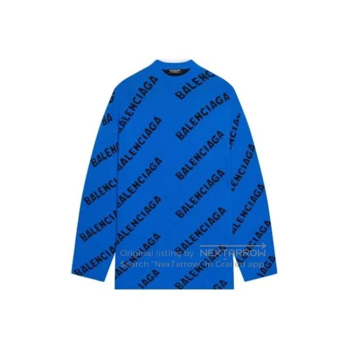 Balenciaga Balenciaga Blue Logo Knit Pullover Sweater. Size US XS / EU 42 / 0 - 1 Thumbnail