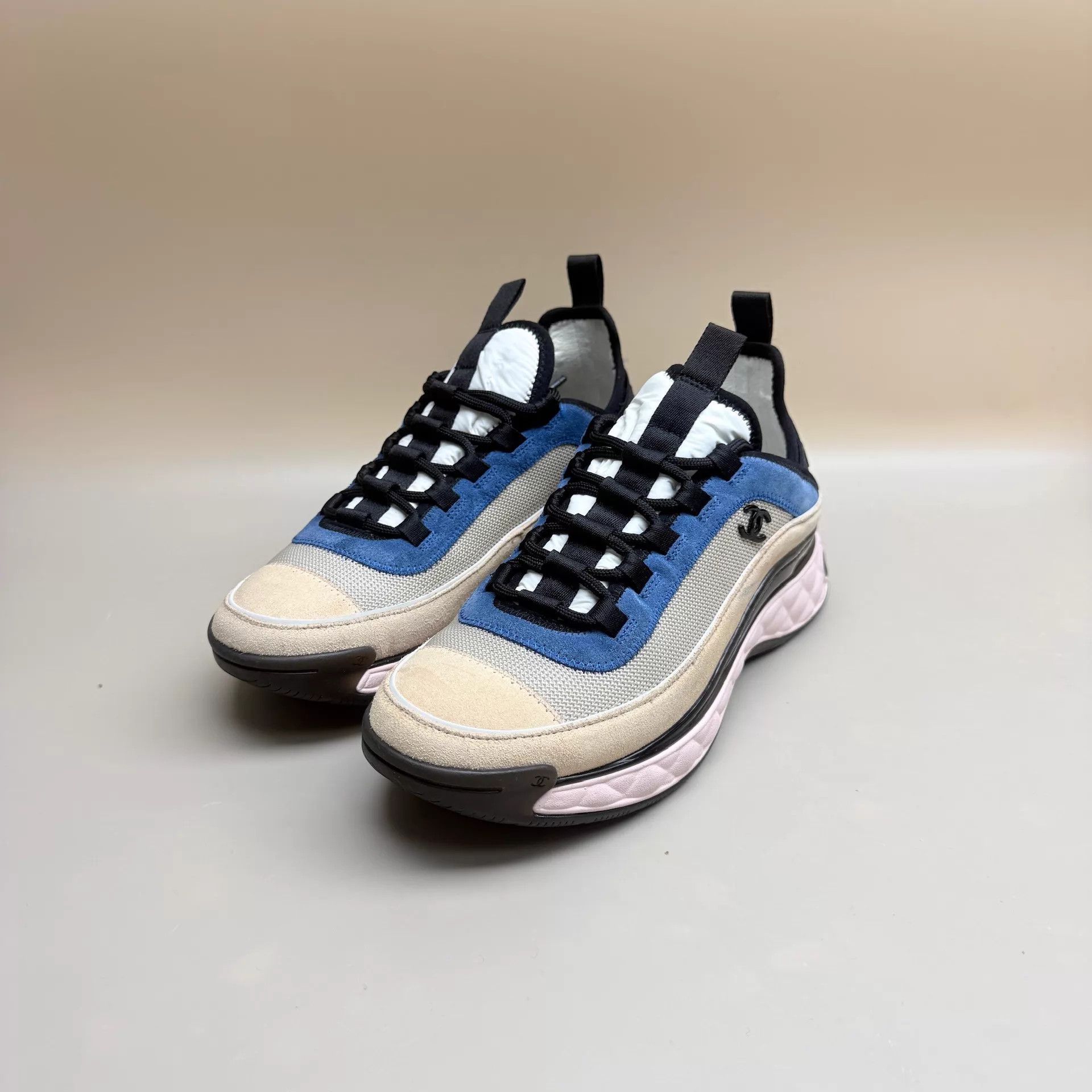 Chanel CHANEL Blue & Pink CC Platform Sneakers 38 EUR 99 New Size US 7.5 / IT 37.5 - 1 Thumbnail