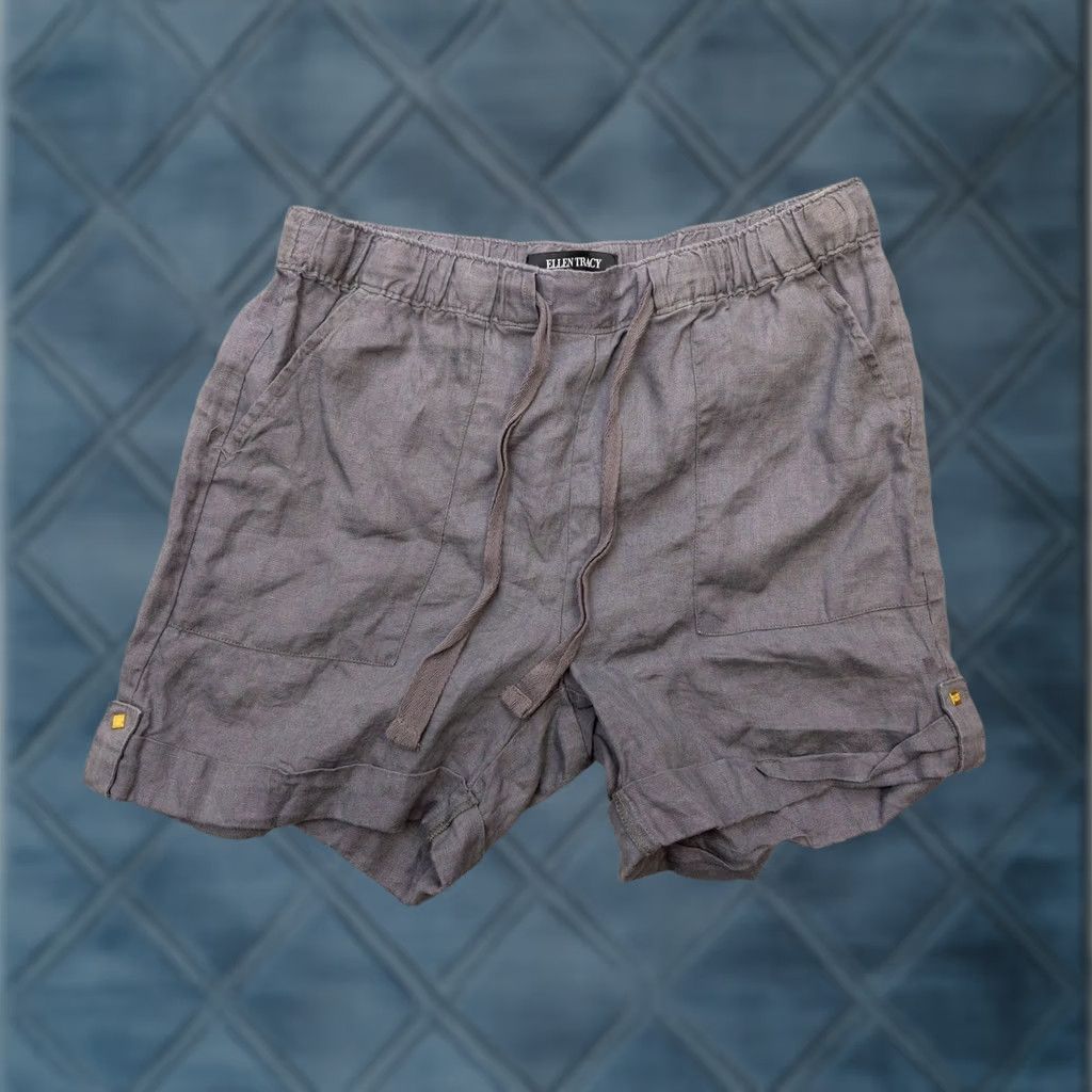 Ellen Tracy Ellen Tracy Shorts Womens Small Gray 100% Linen Drawstring Elastic Waist Cuffed Shorts Linen Relaxed Casual/Travel Womens Small gray Ellen Tracy Size 28" / US 6 / IT 42 - 1 Thumbnail