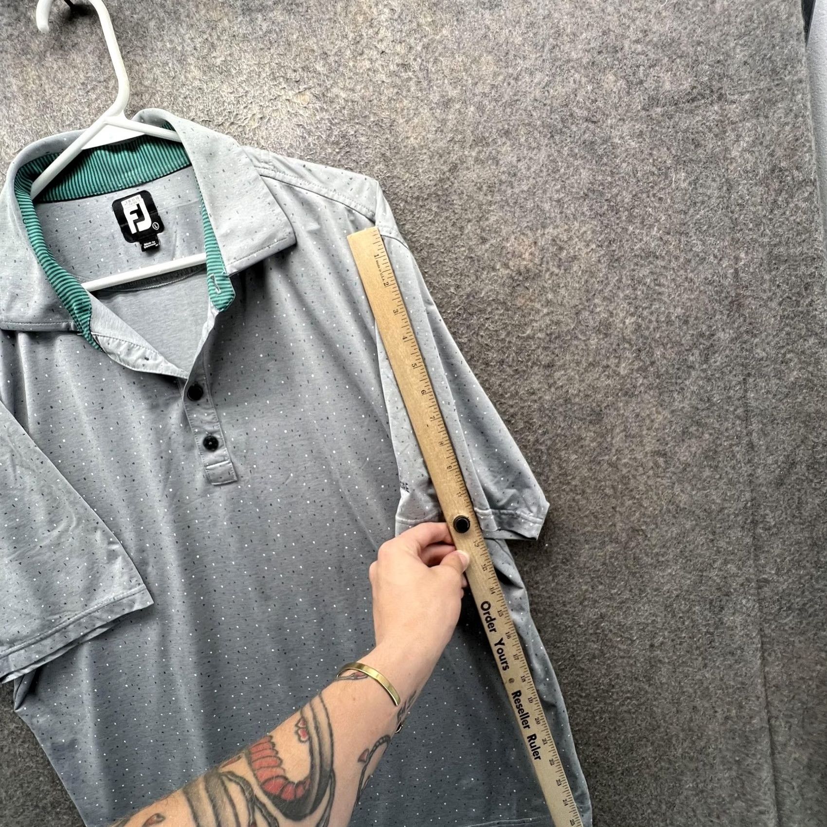 Footjoy FootJoy Polo Shirt Mens Large Gray Micro Dot Biltmore Logo Golf Stretch Size US L / EU 52-54 / 3 - 7 Thumbnail