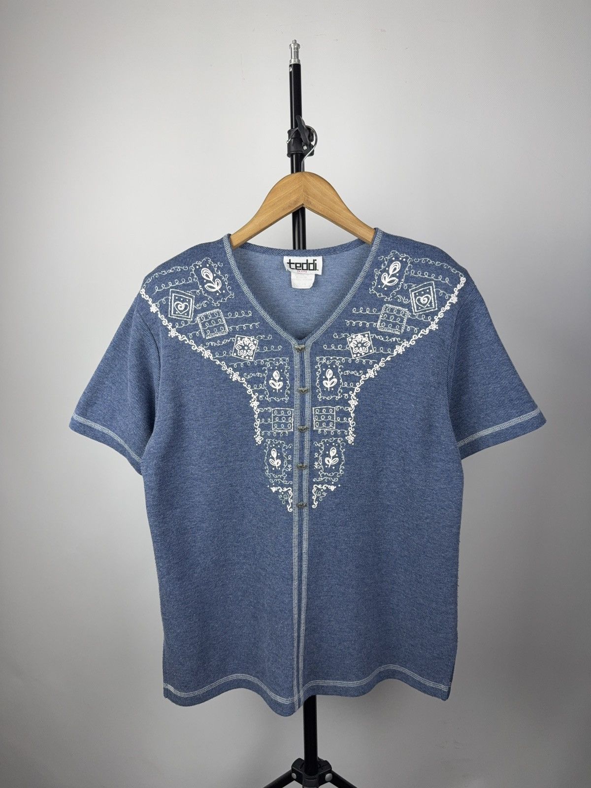 Vintage Vintage Teddi Petite Embroidered Zip Top Boho Folk Style Size M / US 6-8 / IT 42-44 - 1 Thumbnail