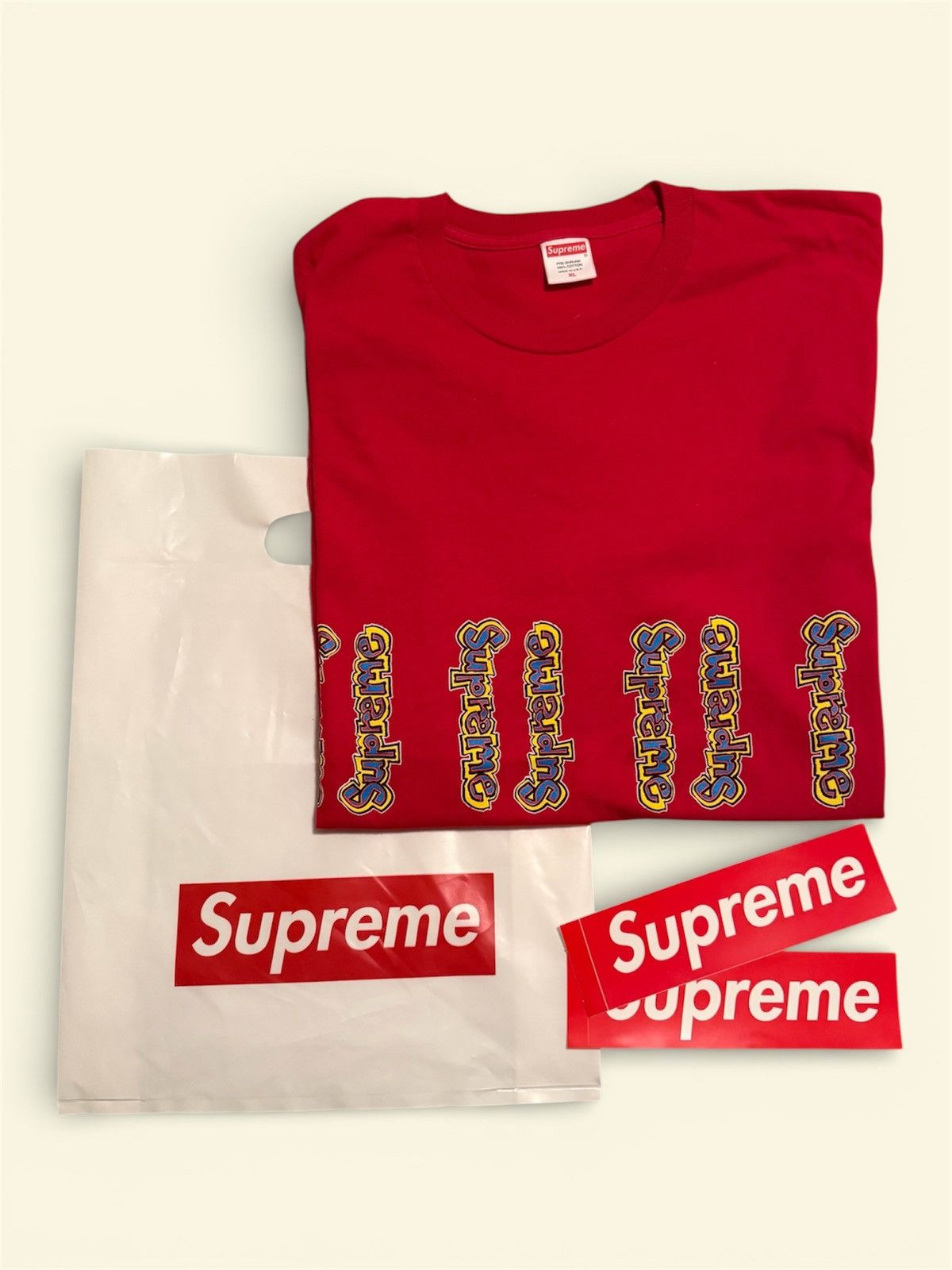 Supreme Supreme Gonz Logo Tee Red Size XL SS18 Size US XL / EU 56 / 4 - 1 Thumbnail