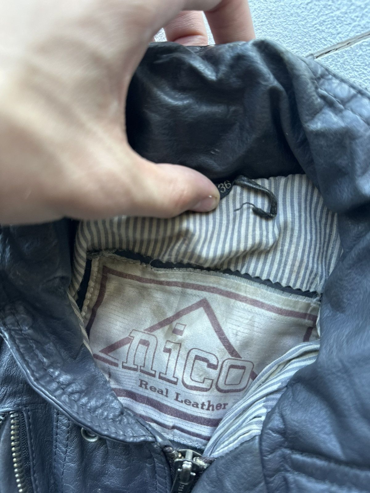 Other 🚨VNTG LEATHER JACKET AVANT GARDE ASYMMETRICAL DARK BLUE/GRAY Size US M / EU 48-50 / 2 - 10 Thumbnail
