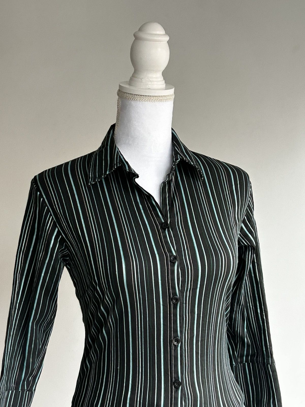 Vintage Vintage Saix 2000s Navy Blue Striped Shirt Size S / US 4 / IT 40 - 14 Thumbnail