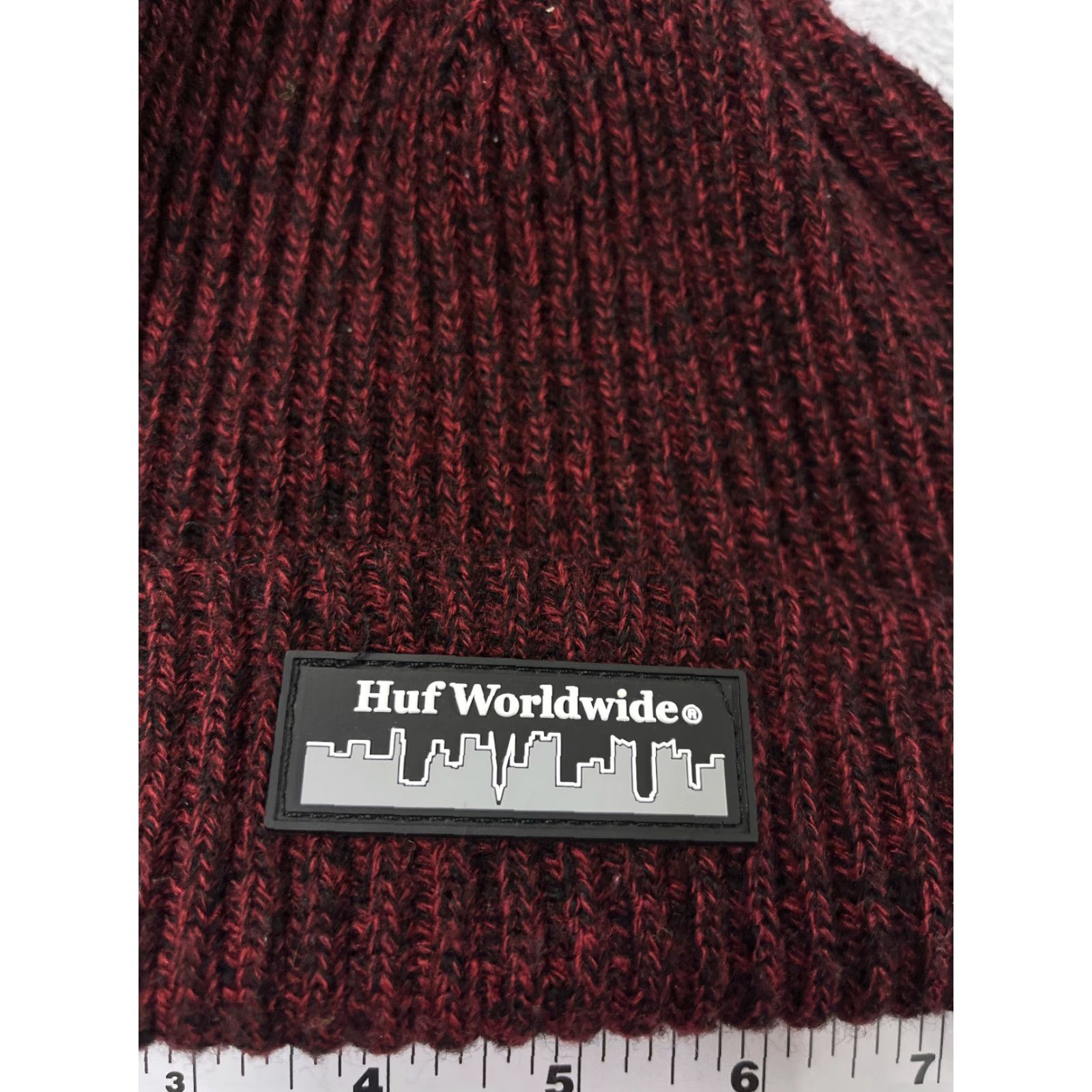Huf HUF Beanie Hat Adult One Size Red Black Knit 100% Acrylic Ski Winter Mens Beanie Size ONE SIZE - 2 Thumbnail